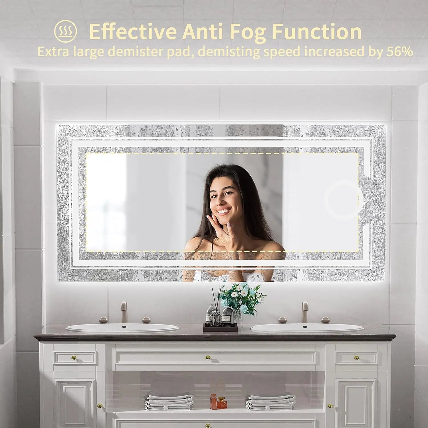1200x600mm LED Bathroom Mirror Anti-fog Magnifying Wholesale Hub