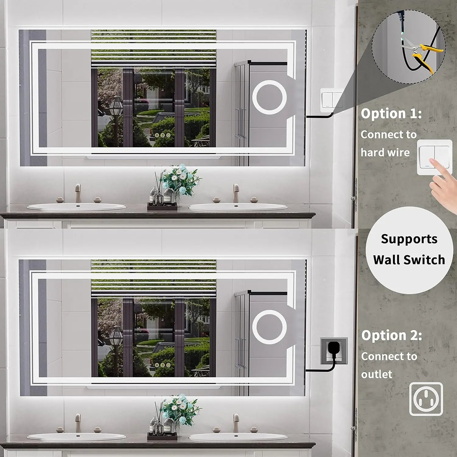 1200x600mm LED Bathroom Mirror Anti-fog Magnifying Wholesale Hub