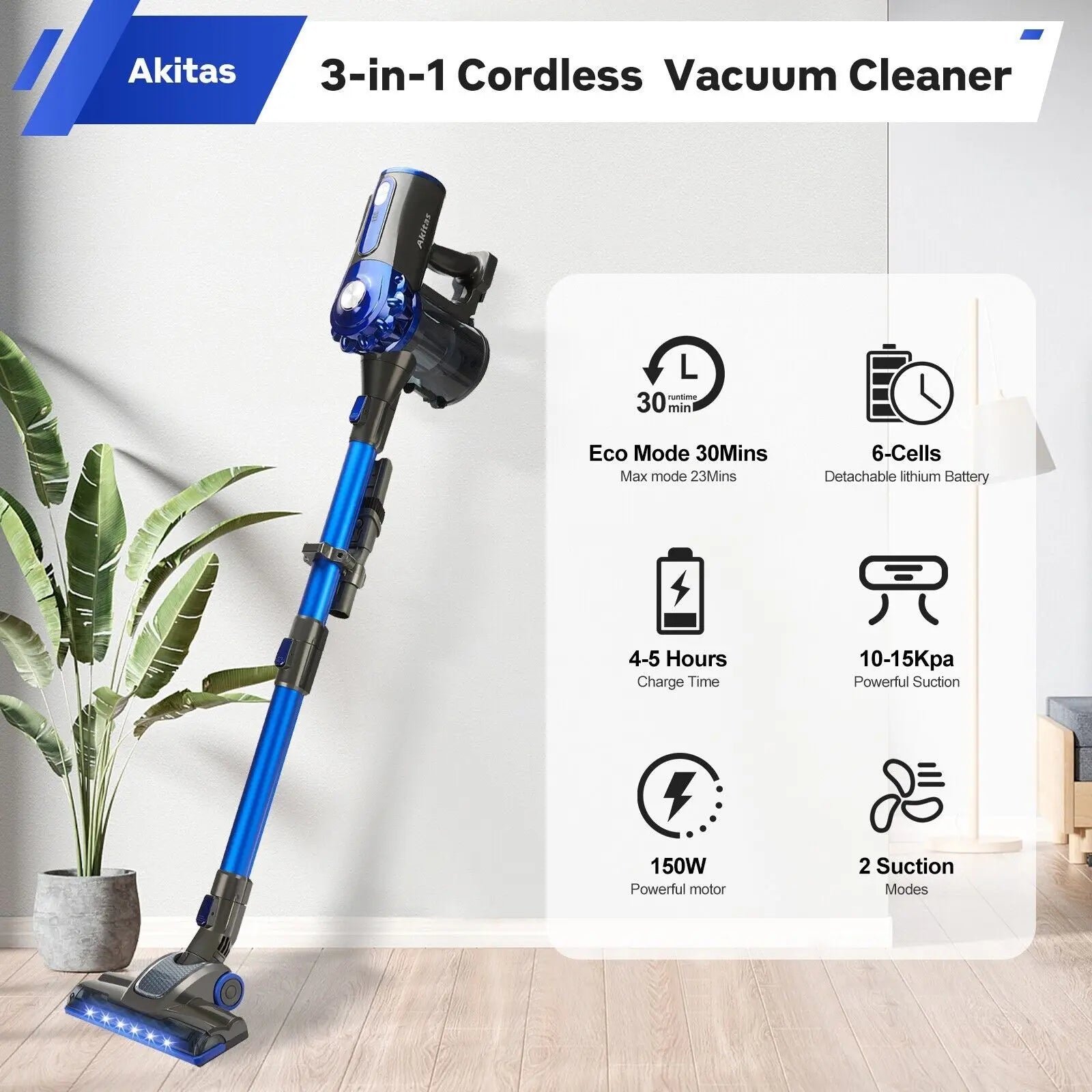 V8 150W Handheld Stick Vacuum Cleaner 40 Min Runtime LED Wholesale Hub