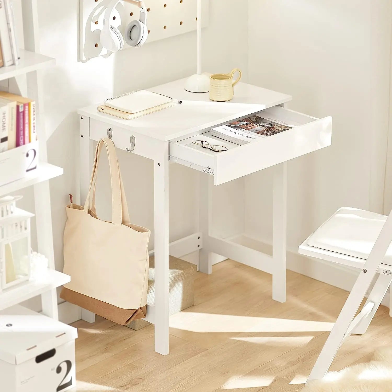 Small White Desk with Drawer Hooks Wholesale Hub