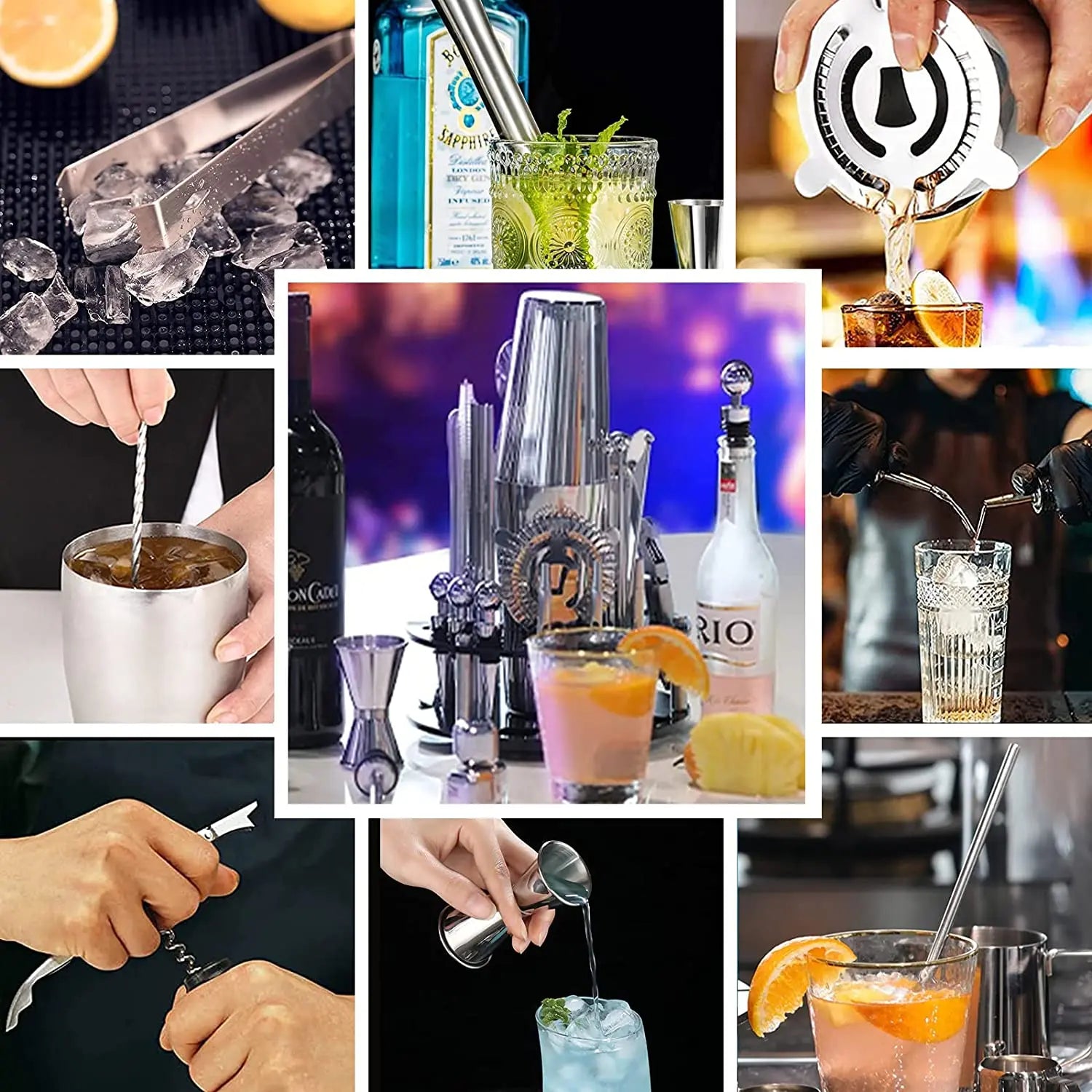 Cocktail Shaker Set Boston 23-Piece Stainless Steel and Professional Bar Tools for Drink Mixing Wholesale Hub