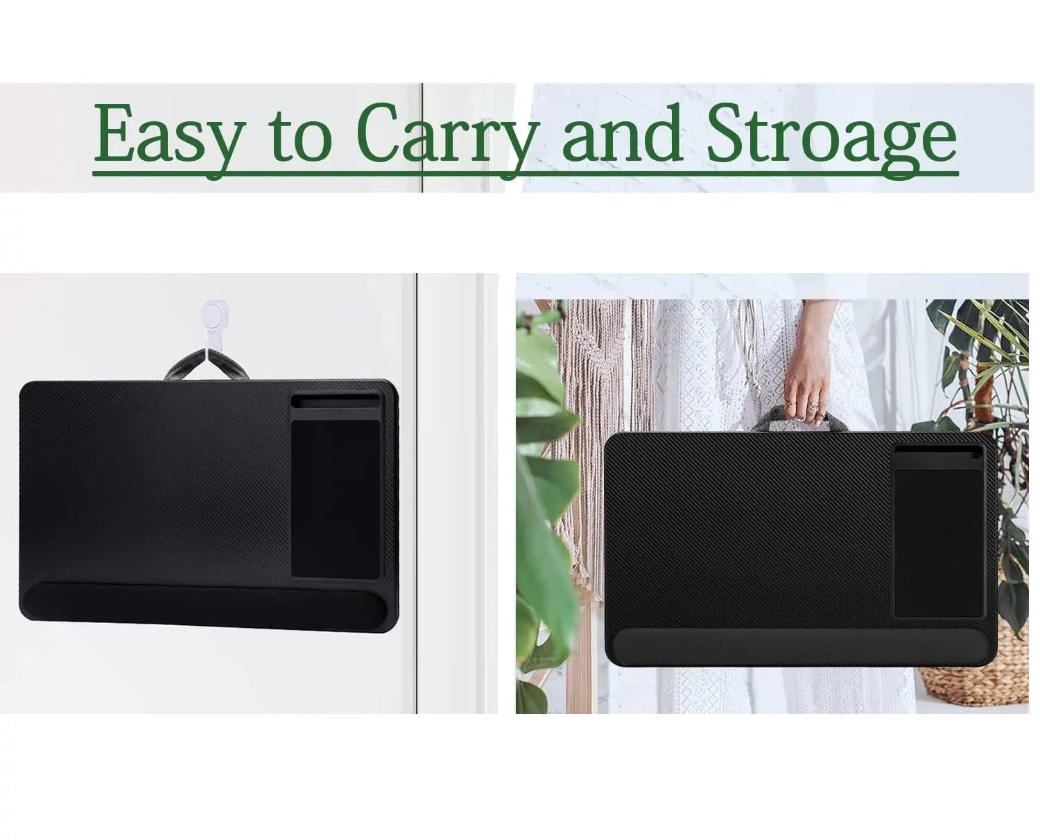Portable Laptop Desk with Device Ledge, Mouse Pad and Phone Holder for Home Office (Black, 43cm) Wholesale Hub
