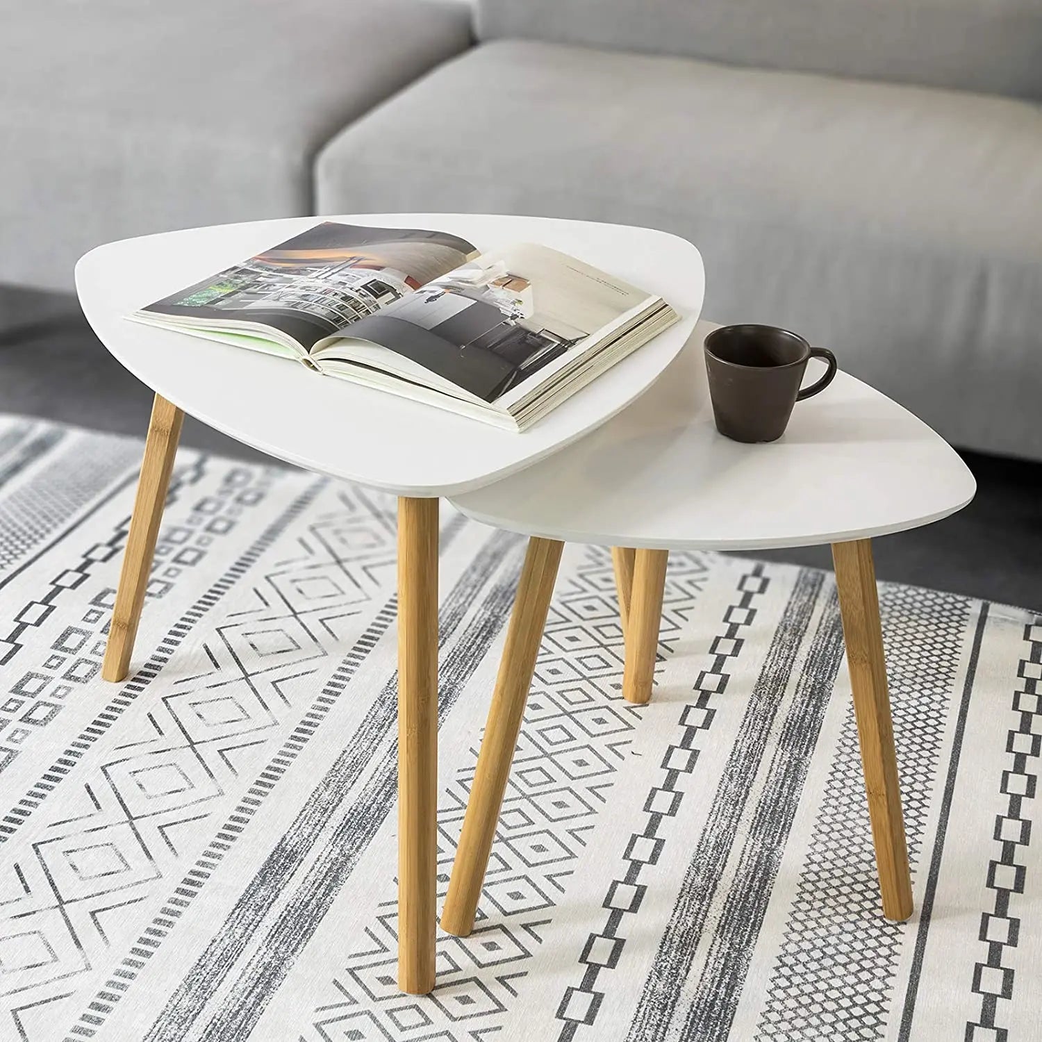 Set of 2 White Side Nesting Tables Wholesale Hub