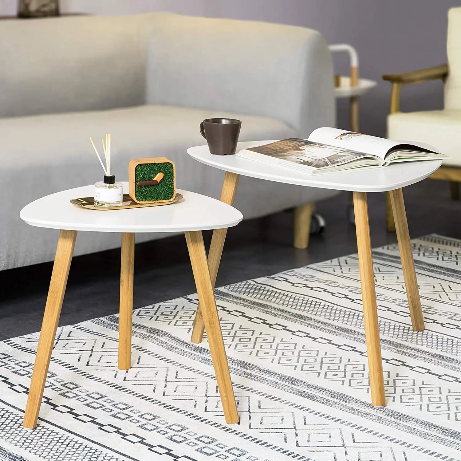 Set of 2 White Side Nesting Tables Wholesale Hub