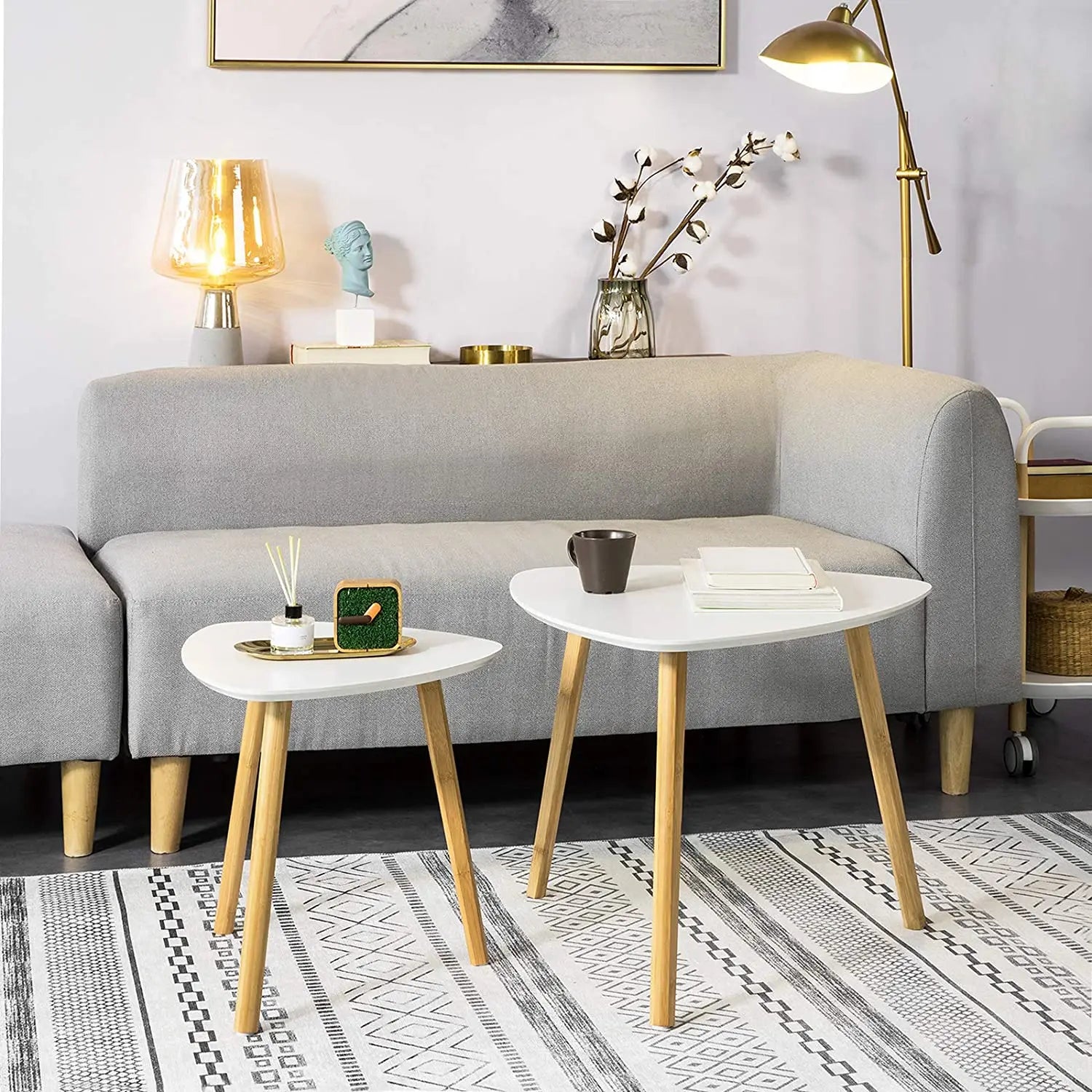 Set of 2 White Side Nesting Tables Wholesale Hub