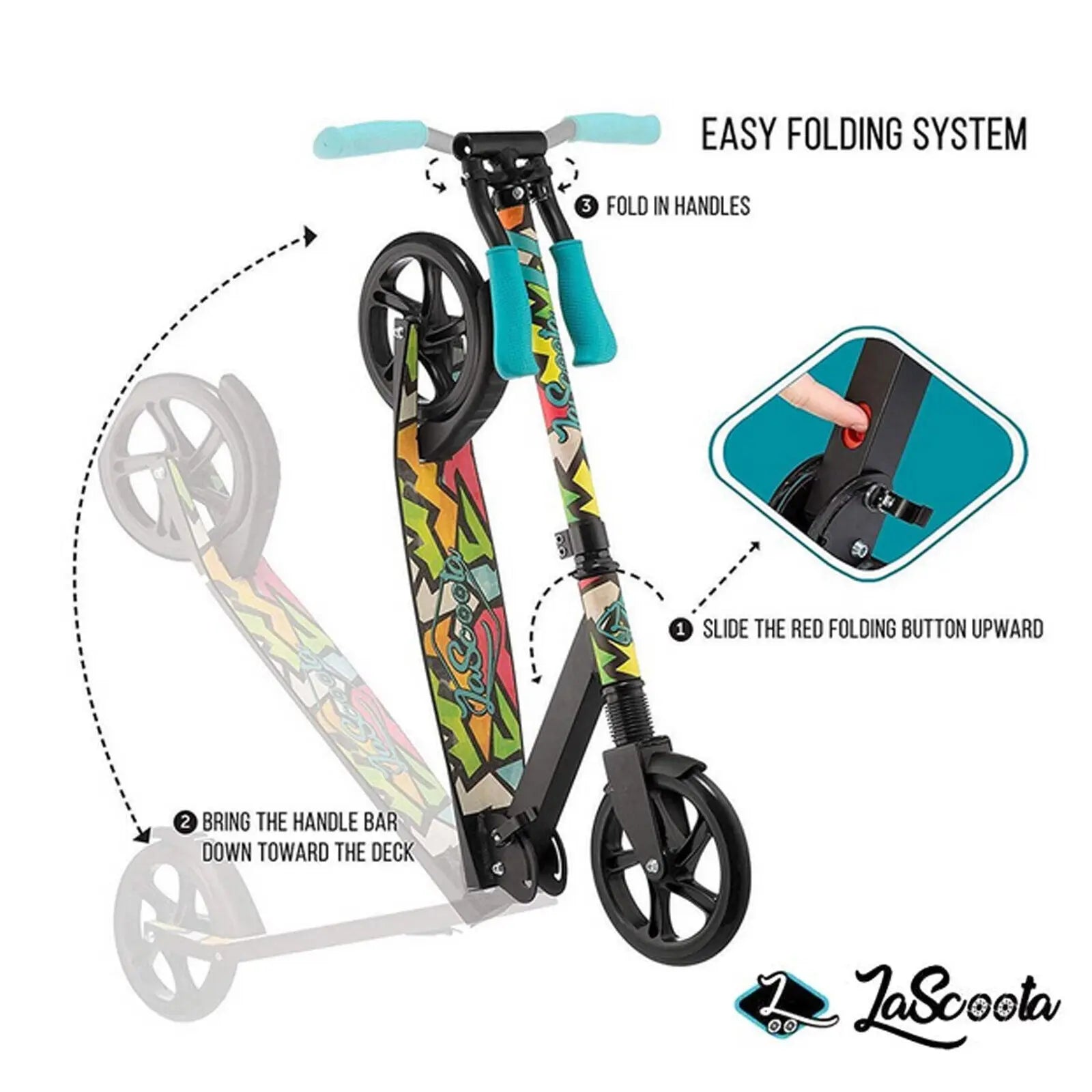 Lascoota Pulse Kick Push Commuter Scooter Teen Adult Graphic Black Wholesale Hub