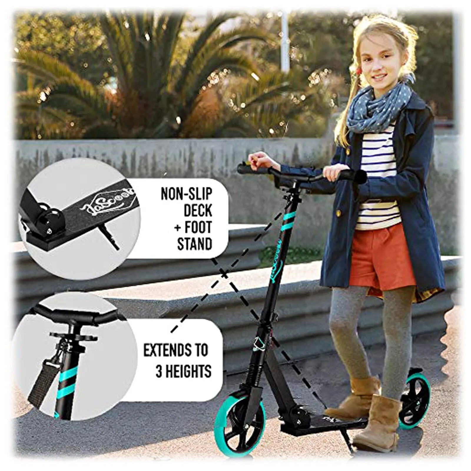 Lascoota Pulse Kick Push Commuter Scooter Teen Adult Graphic Black Wholesale Hub