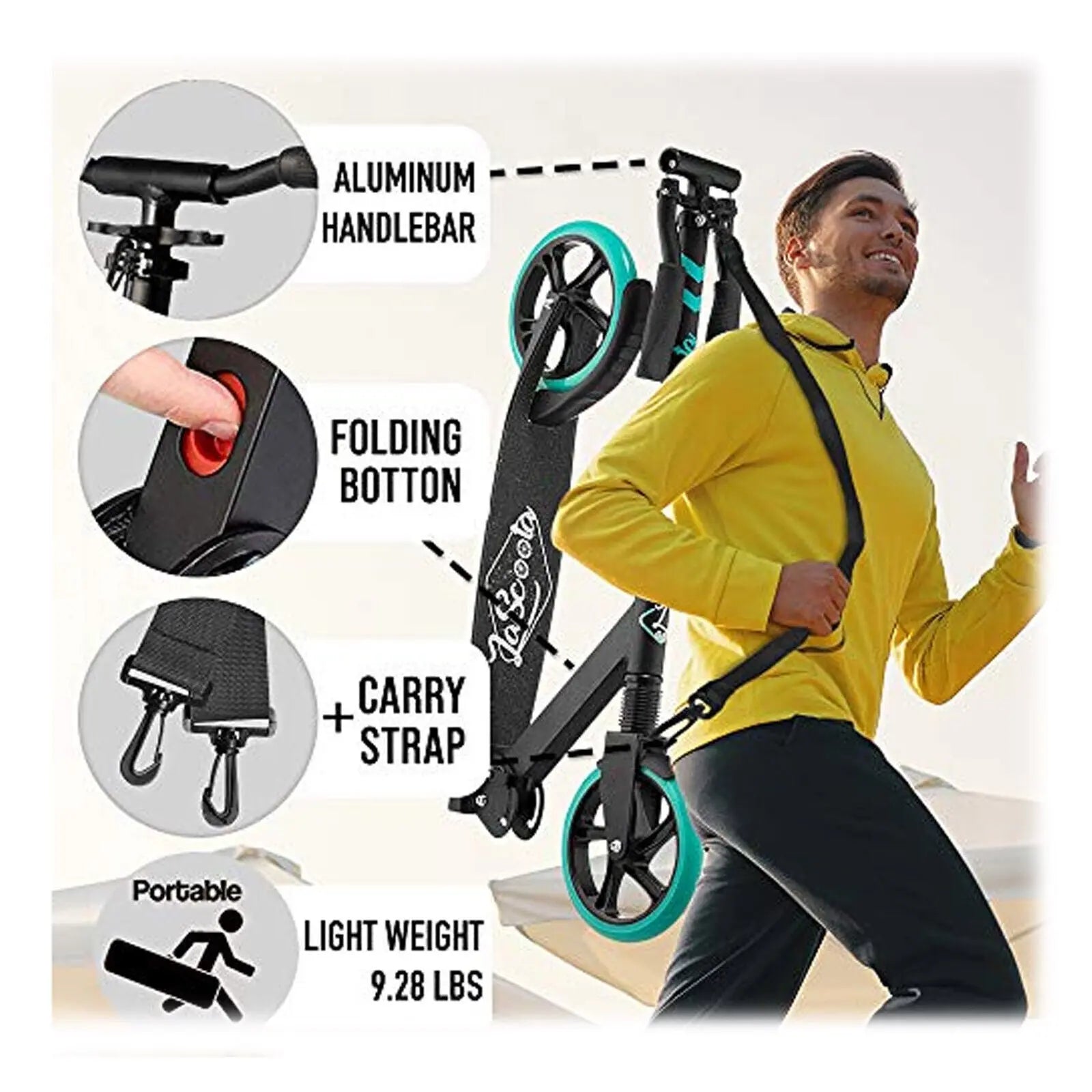 Lascoota Pulse Kick Push Commuter Scooter Teen Adult Graphic Black Wholesale Hub