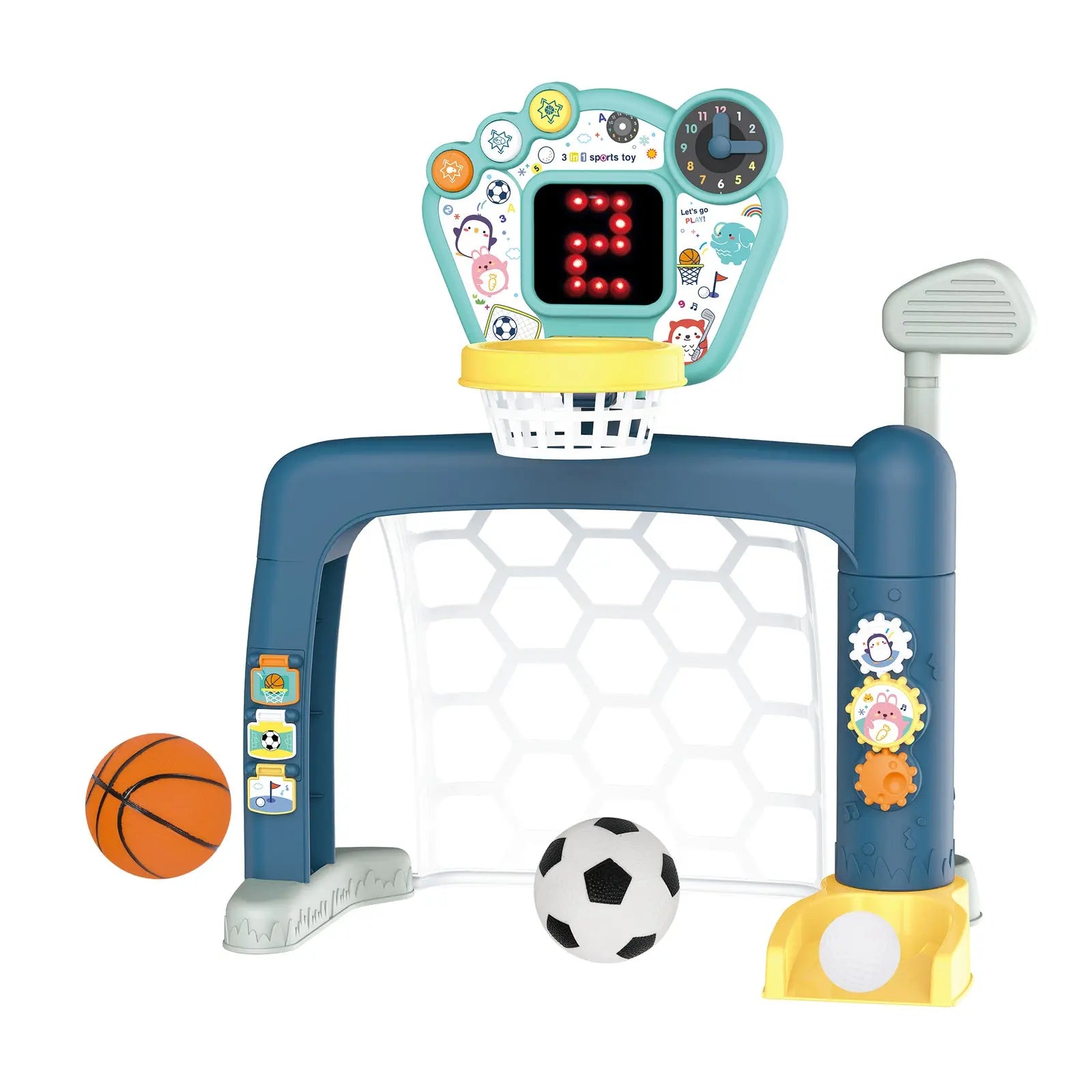 Sports World 3-in-1 Adjustable Indoor basketball, Soccer Goal, and Golf Set Wholesale Hub