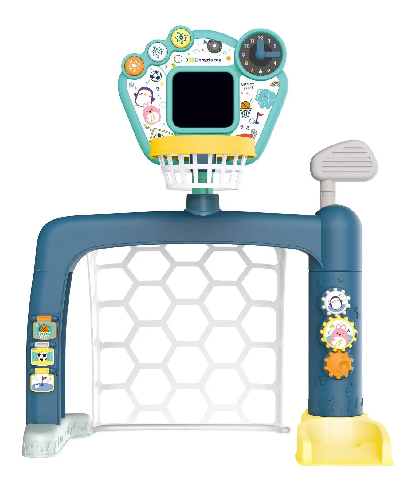 Sports World 3-in-1 Adjustable Indoor basketball, Soccer Goal, and Golf Set Wholesale Hub
