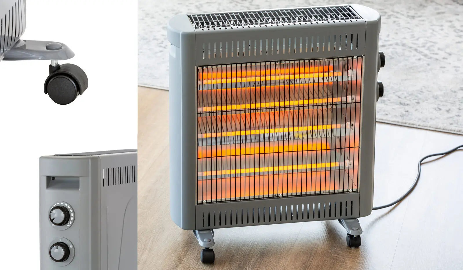 2200W Quartz Infrared Radiant Heater with Adjustable Thermostat and 2 Power Settings Wholesale Hub