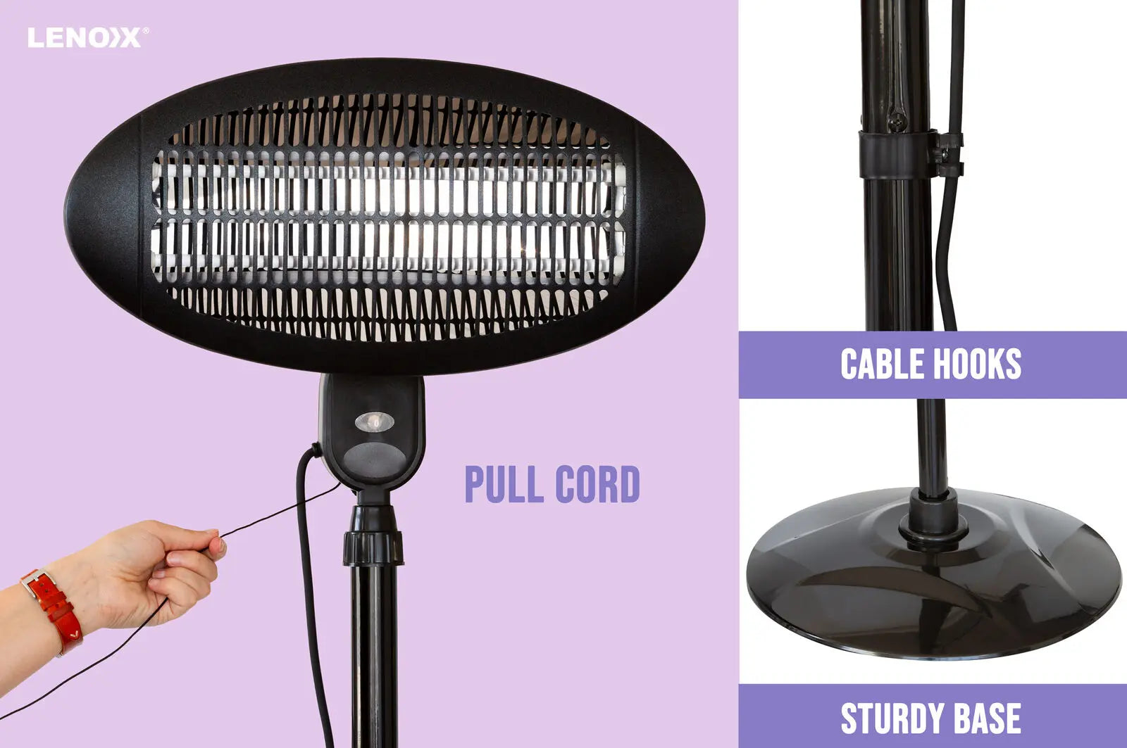 2000W 2.1m Free Standing Adjustable Portable Outdoor Electric Patio Heater Black Wholesale Hub