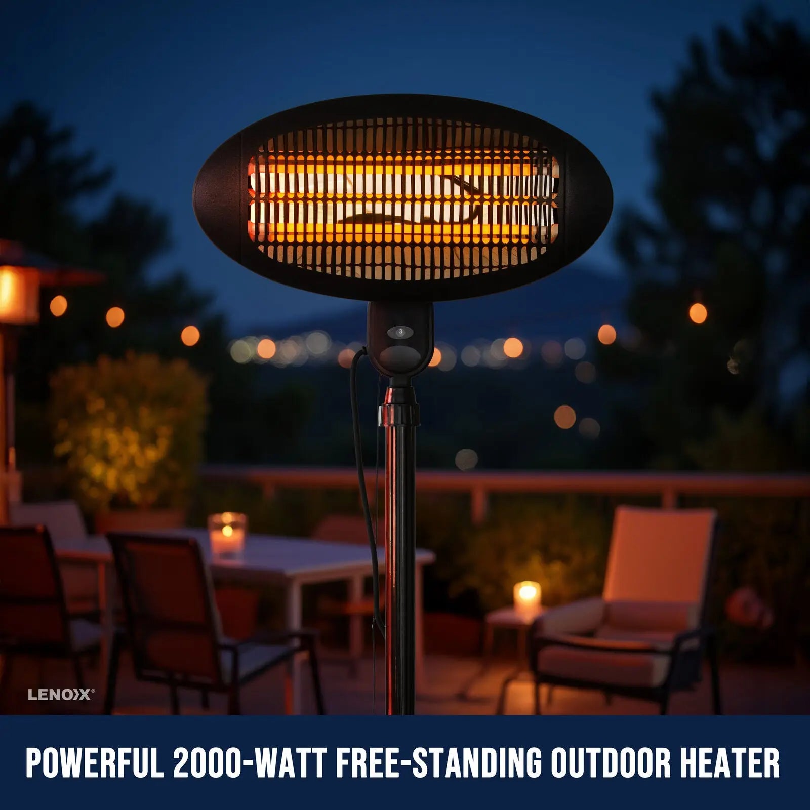 2000W 2.1m Free Standing Adjustable Portable Outdoor Electric Patio Heater Black Wholesale Hub