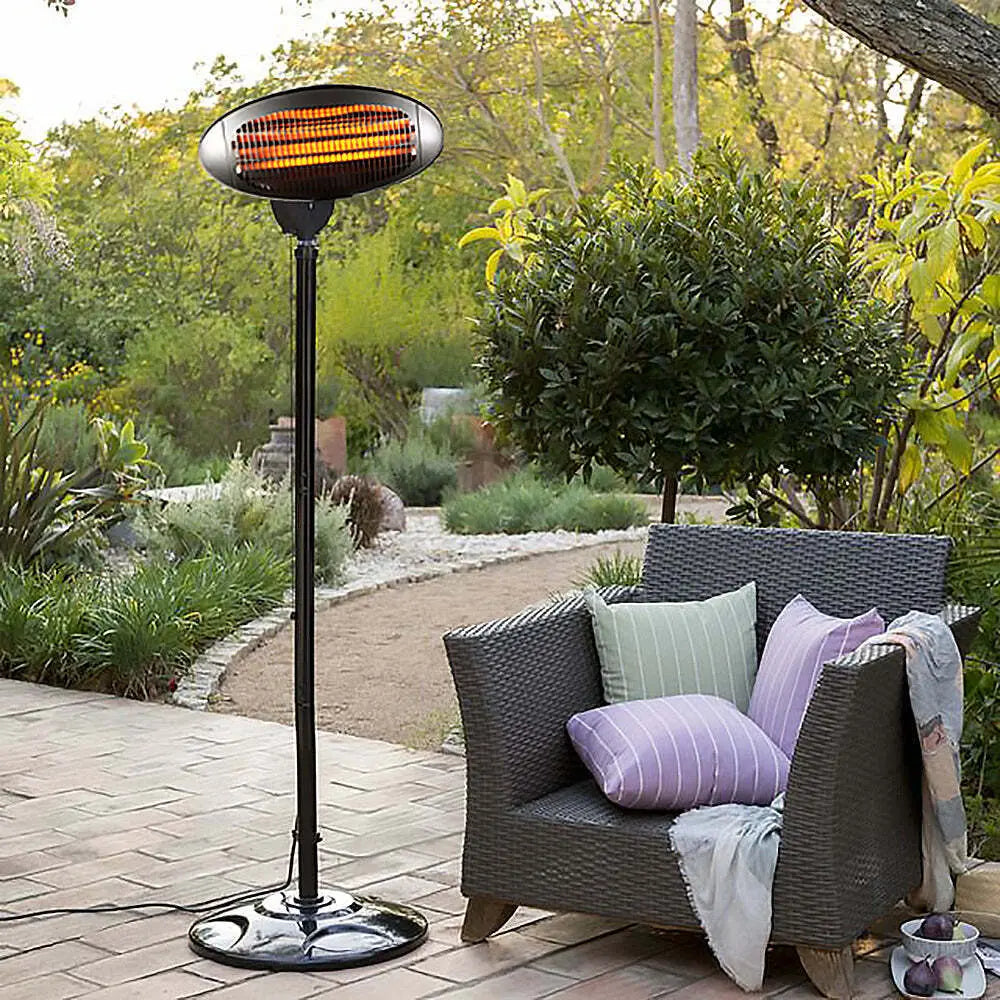 2000W 2.1m Free Standing Adjustable Portable Outdoor Electric Patio Heater Black Wholesale Hub