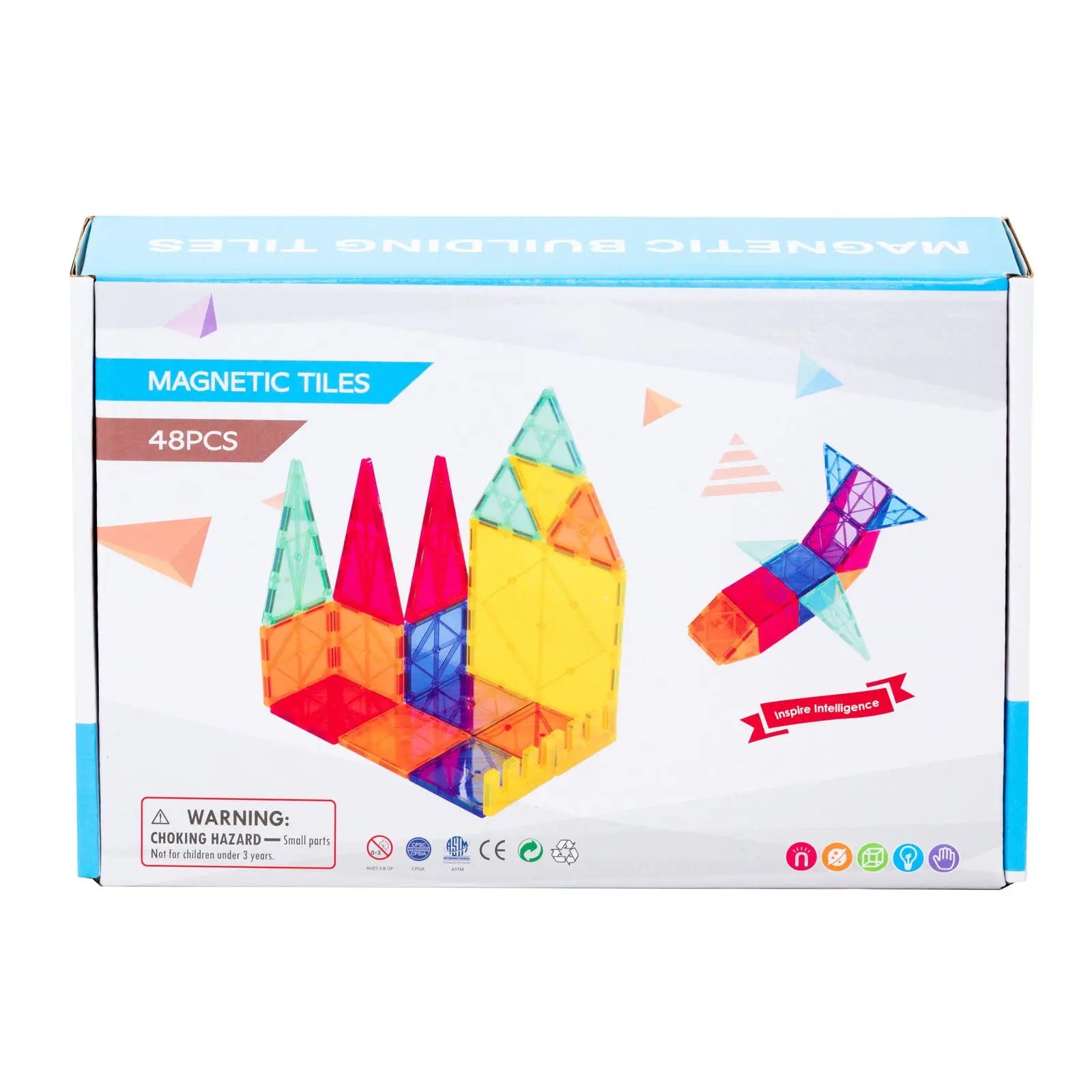 48 Pcs non-toxic STEM Educational, Durable Magnetic Tiles/Puzzle with Storage Bag Wholesale Hub