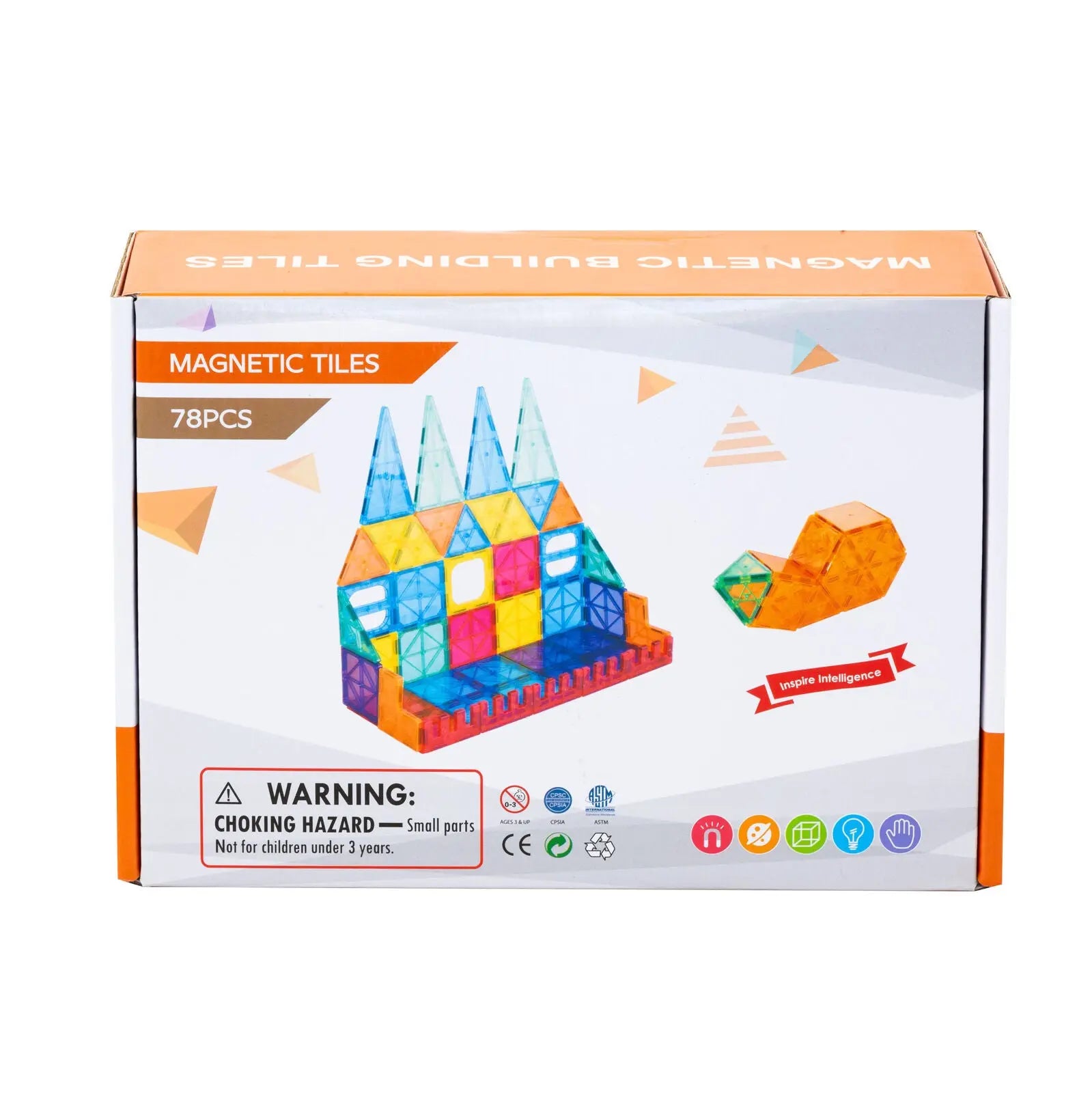 78 Pcs non-toxic STEM Educational, Durable Magnetic Tiles/Puzzle with Storage Bag Wholesale Hub