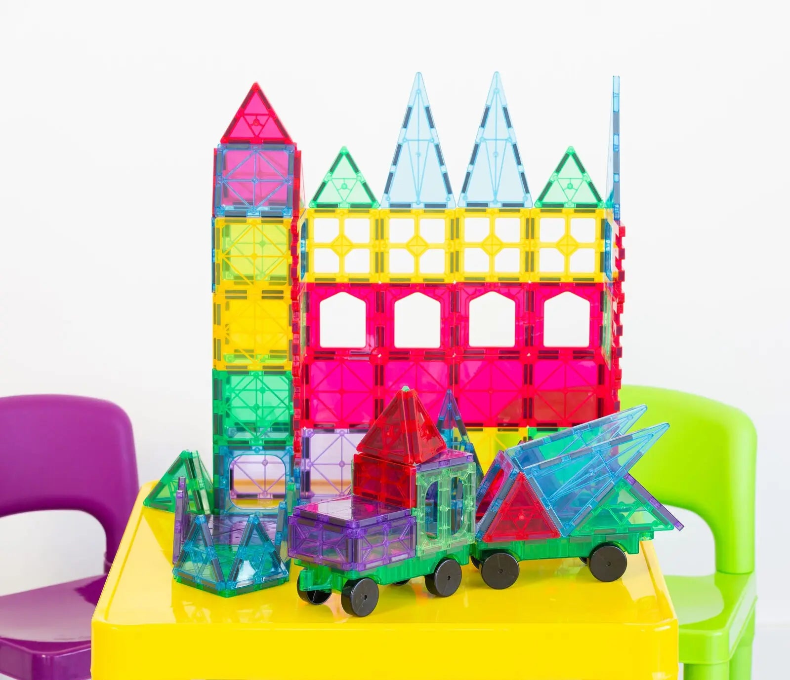120 Pcs non-toxic STEM Educational, Durable Magnetic Tiles/Puzzle with Storage Bag Wholesale Hub