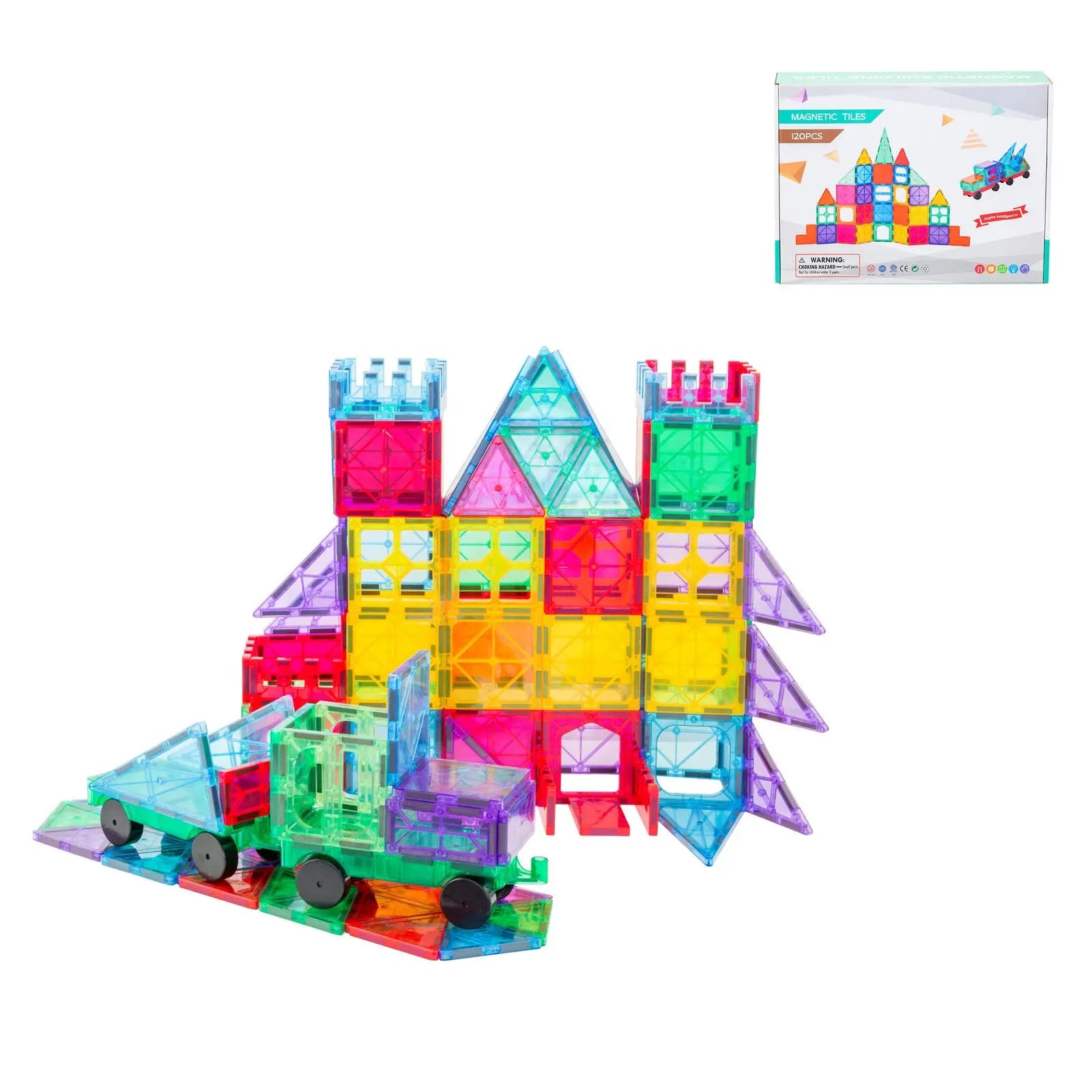 120 Pcs non-toxic STEM Educational, Durable Magnetic Tiles/Puzzle with Storage Bag Wholesale Hub
