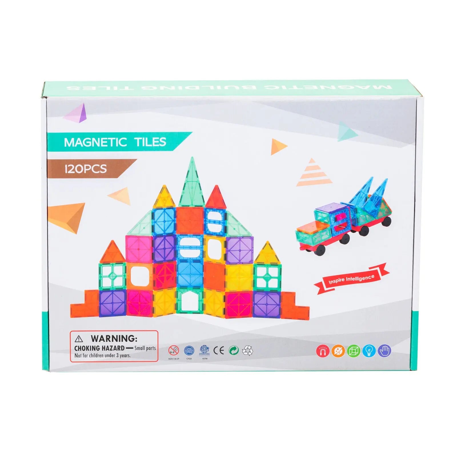 120 Pcs non-toxic STEM Educational, Durable Magnetic Tiles/Puzzle with Storage Bag Wholesale Hub