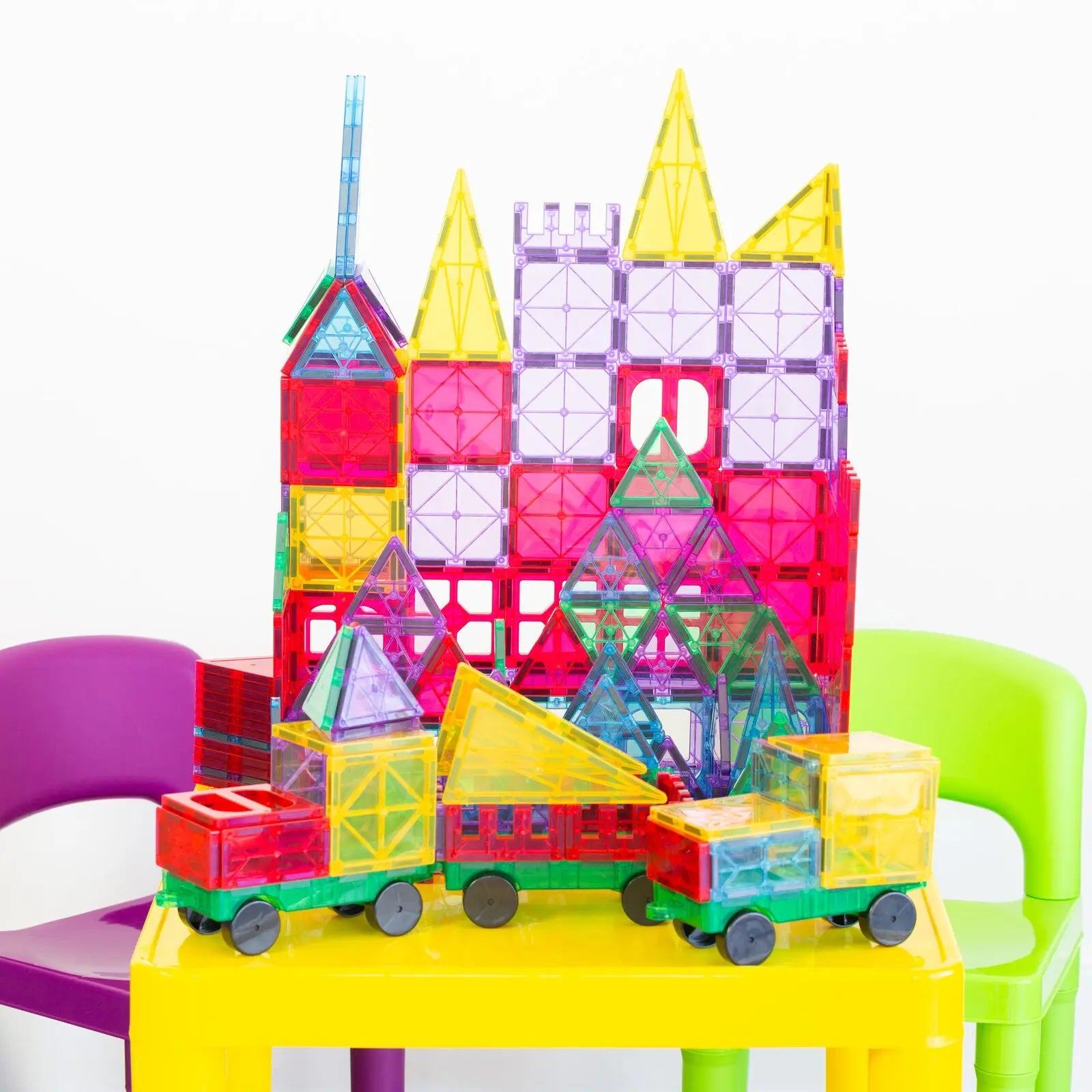 200 Pcs non-toxic STEM Educational, Durable Magnetic Tiles/Puzzle with Storage Bag Wholesale Hub