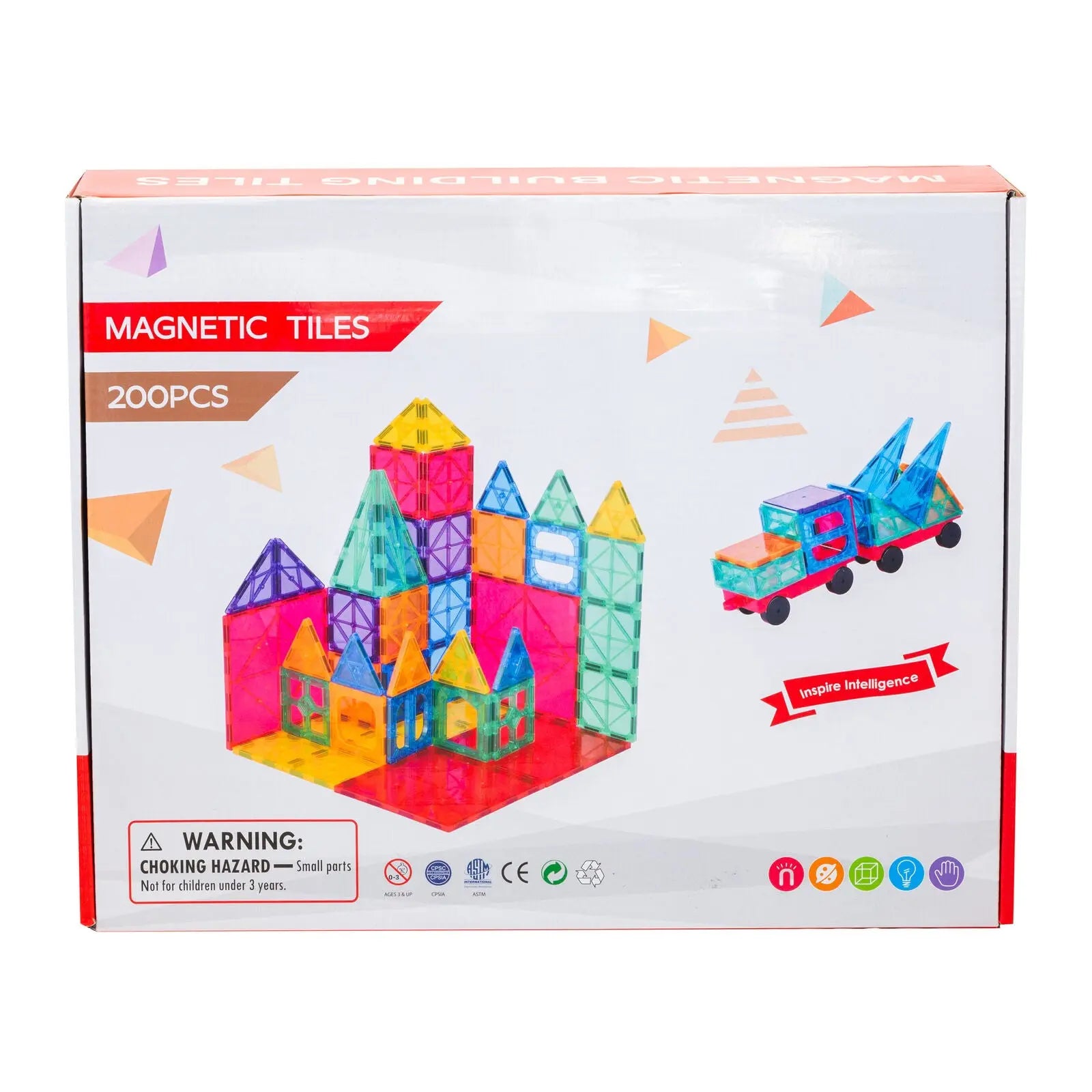 200 Pcs non-toxic STEM Educational, Durable Magnetic Tiles/Puzzle with Storage Bag Wholesale Hub