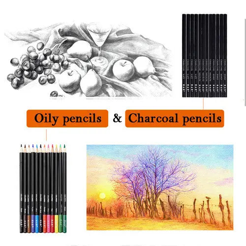 72pcs Professional Drawing Artist Kit Set Pencils and Sketch Charcoal Art Tools Wholesale Hub