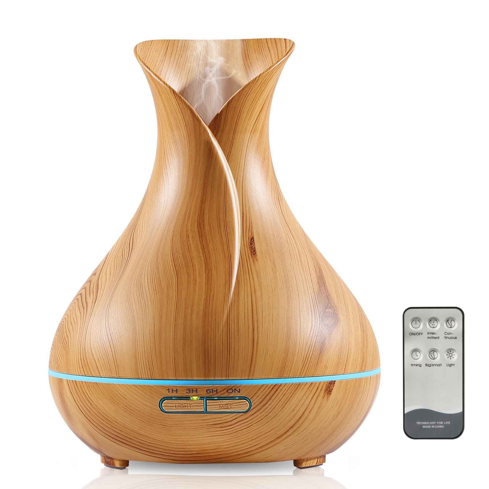 Essential Oil Aroma Diffuser Tulip Light Wood -Ultrasonic Mist Humidifier Wholesale Hub