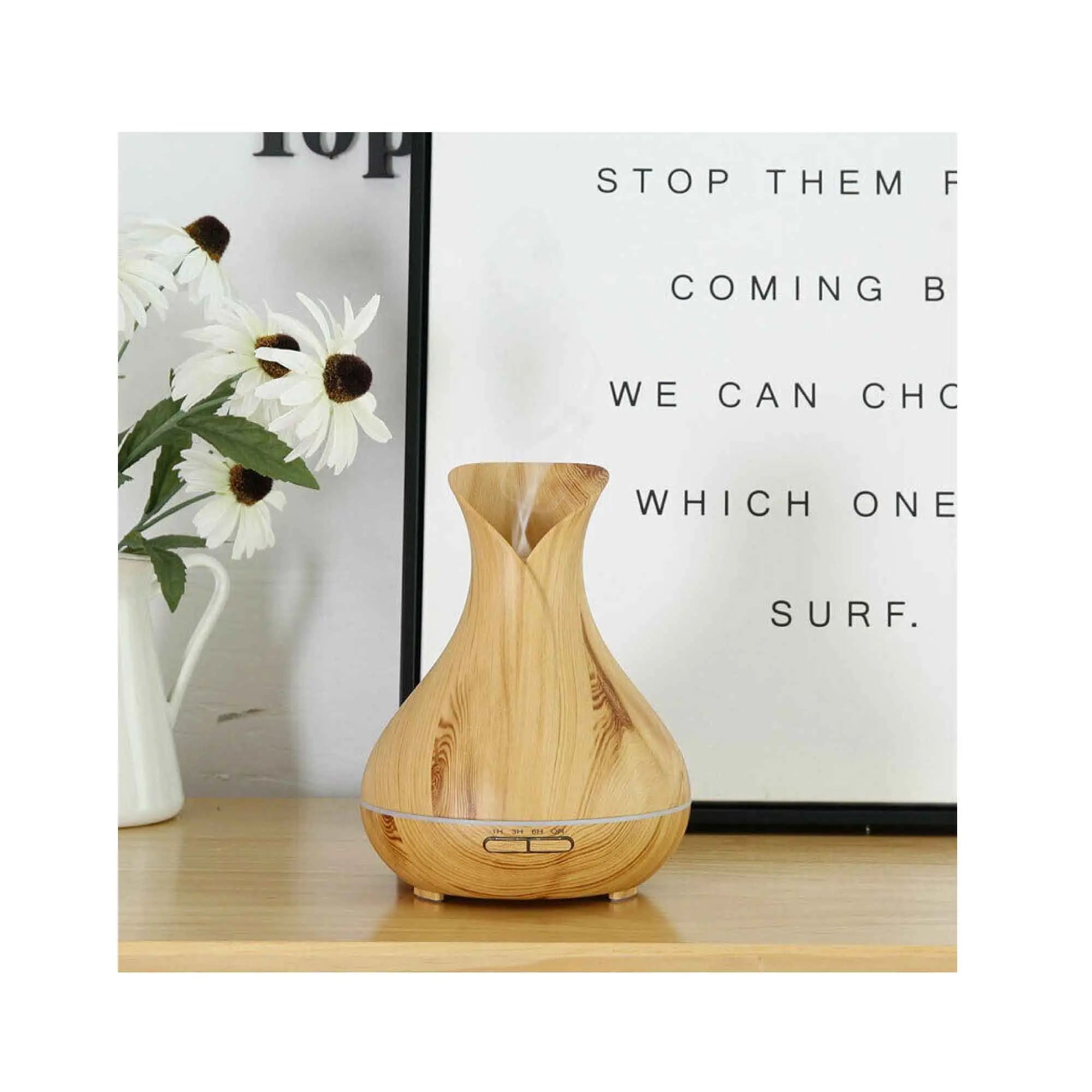 Essential Oil Aroma Diffuser Tulip Light Wood -Ultrasonic Mist Humidifier Wholesale Hub