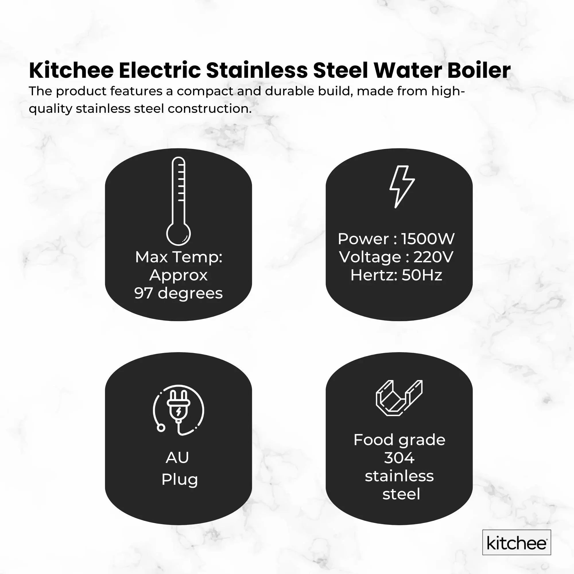 Kitchee 10L Electric Water Boiler - Stainless Steel Commercial Hot Liquid Urn Wholesale Hub