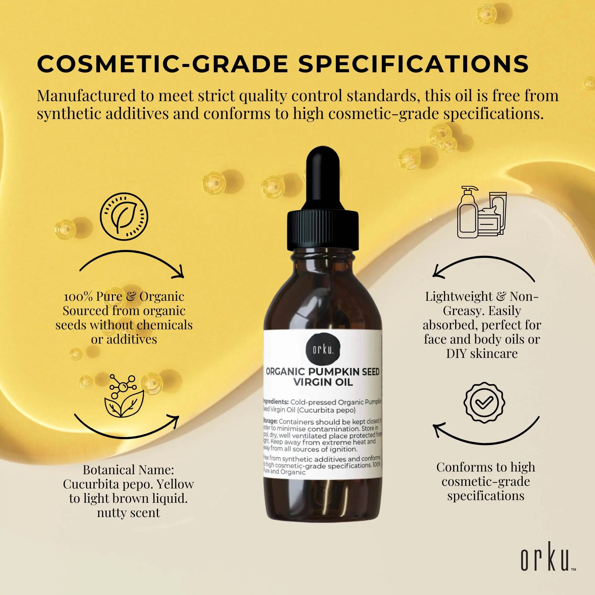 Orku 25ml Organic Pumpkin Seed Oil – Virgin Cold Pressed Unrefined Cosmetic Grade Wholesale Hub