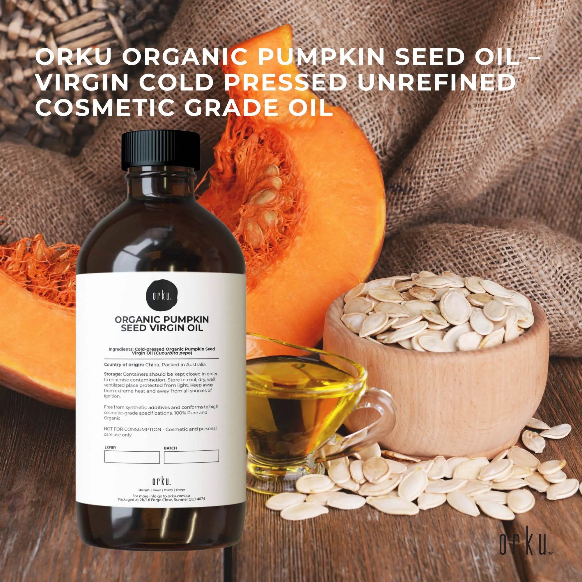 Orku 500ml Organic Pumpkin Seed Oil – Virgin Cold Pressed Unrefined Cosmetic Grade Wholesale Hub