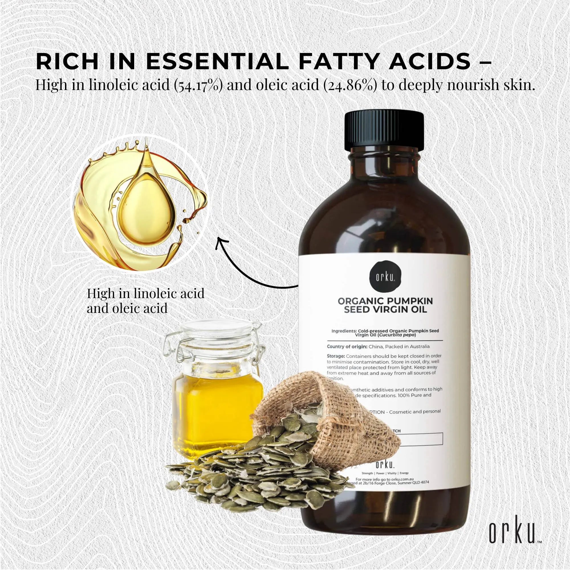 Orku 500ml Organic Pumpkin Seed Oil – Virgin Cold Pressed Unrefined Cosmetic Grade Wholesale Hub