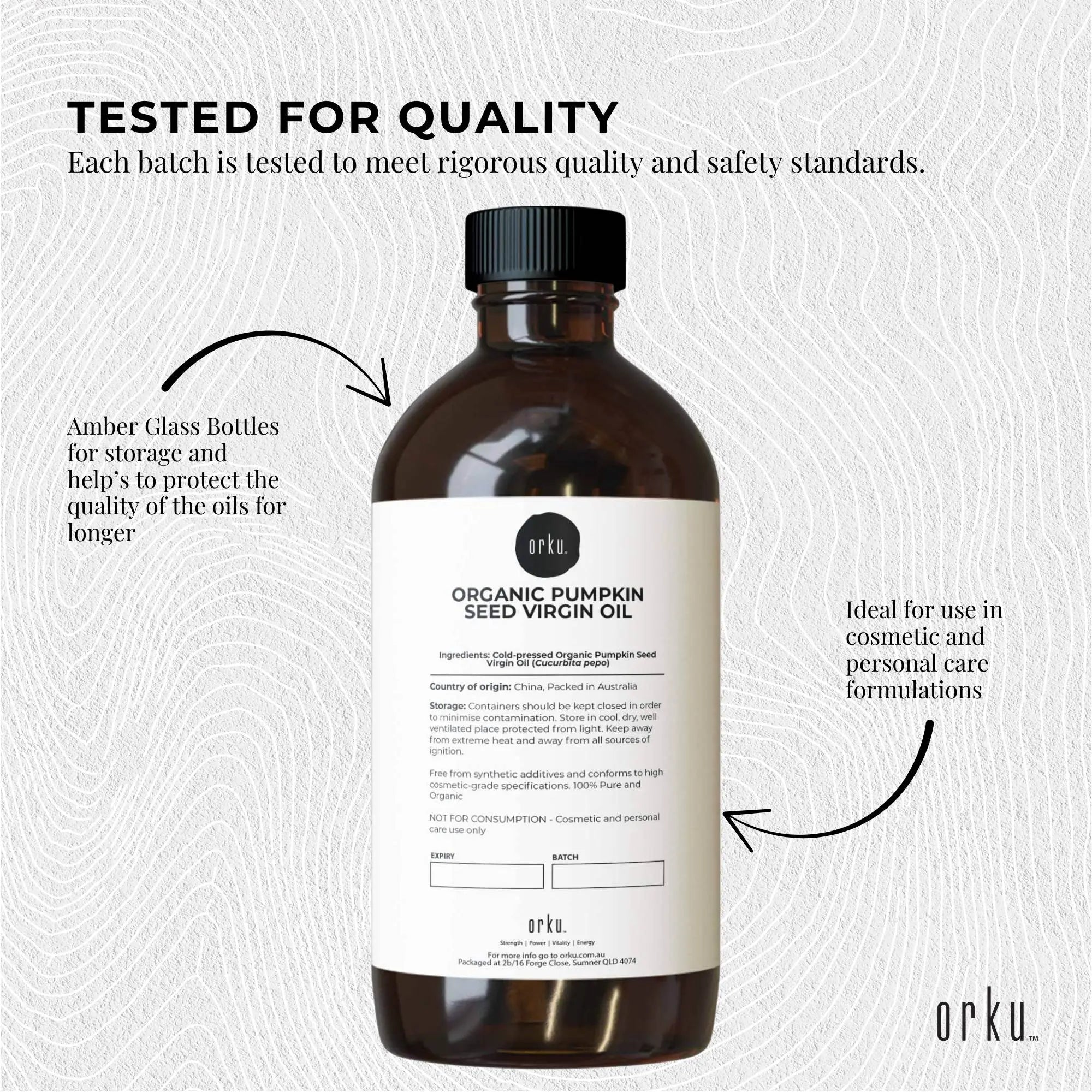Orku 500ml Organic Pumpkin Seed Oil – Virgin Cold Pressed Unrefined Cosmetic Grade Wholesale Hub