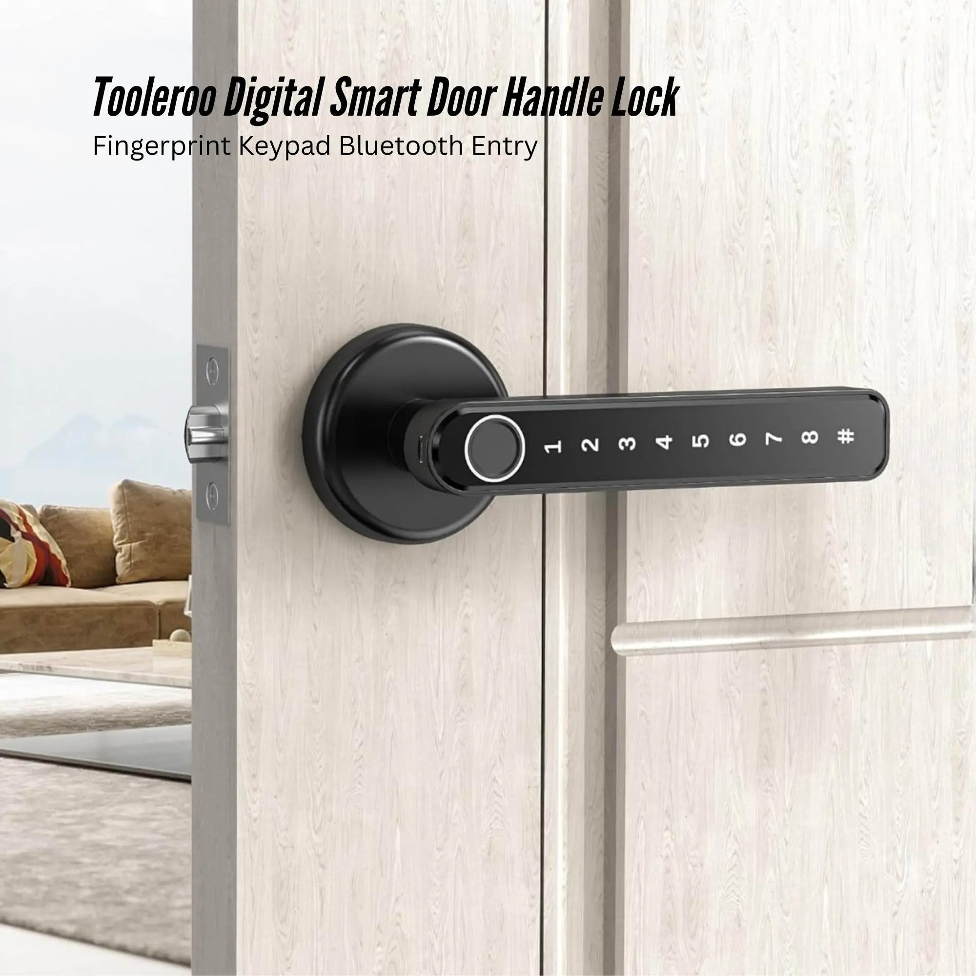 Tooleroo Digital Smart Door Lock Handle - 5in1 Keypad Home Entry Security System Wholesale Hub