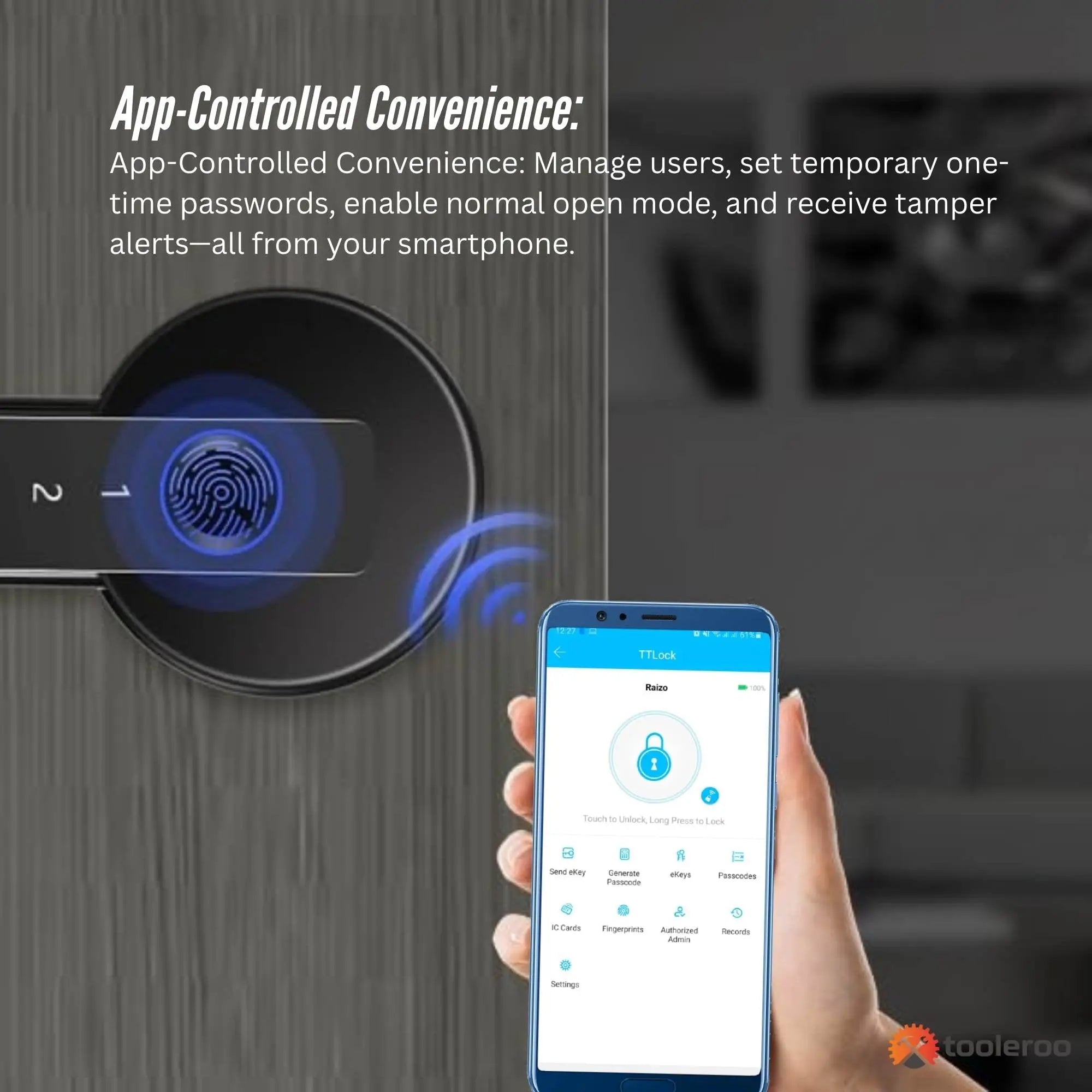 Tooleroo Digital Smart Door Lock Handle - 5in1 Keypad Home Entry Security System Wholesale Hub