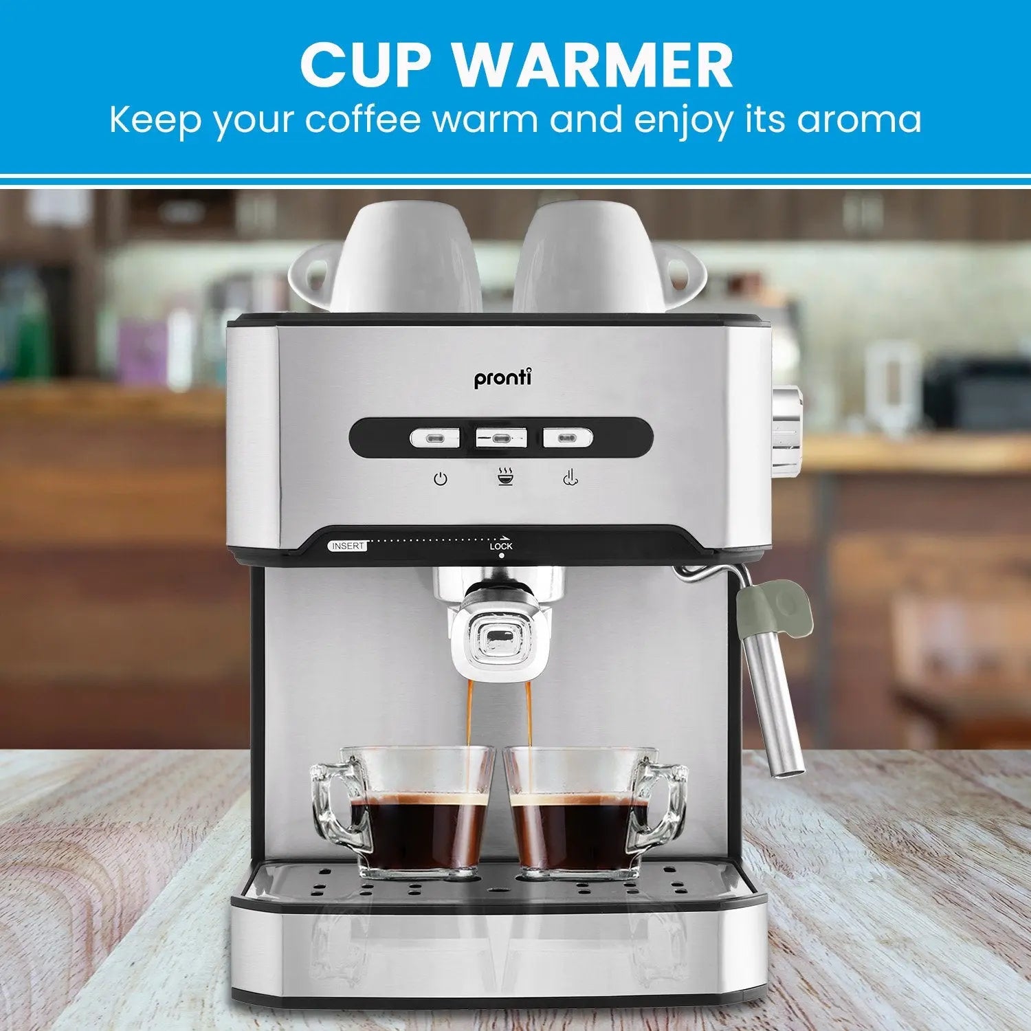 Pronti 1.6L Automatic Coffee Espresso Machine with Steam Frother Wholesale Hub