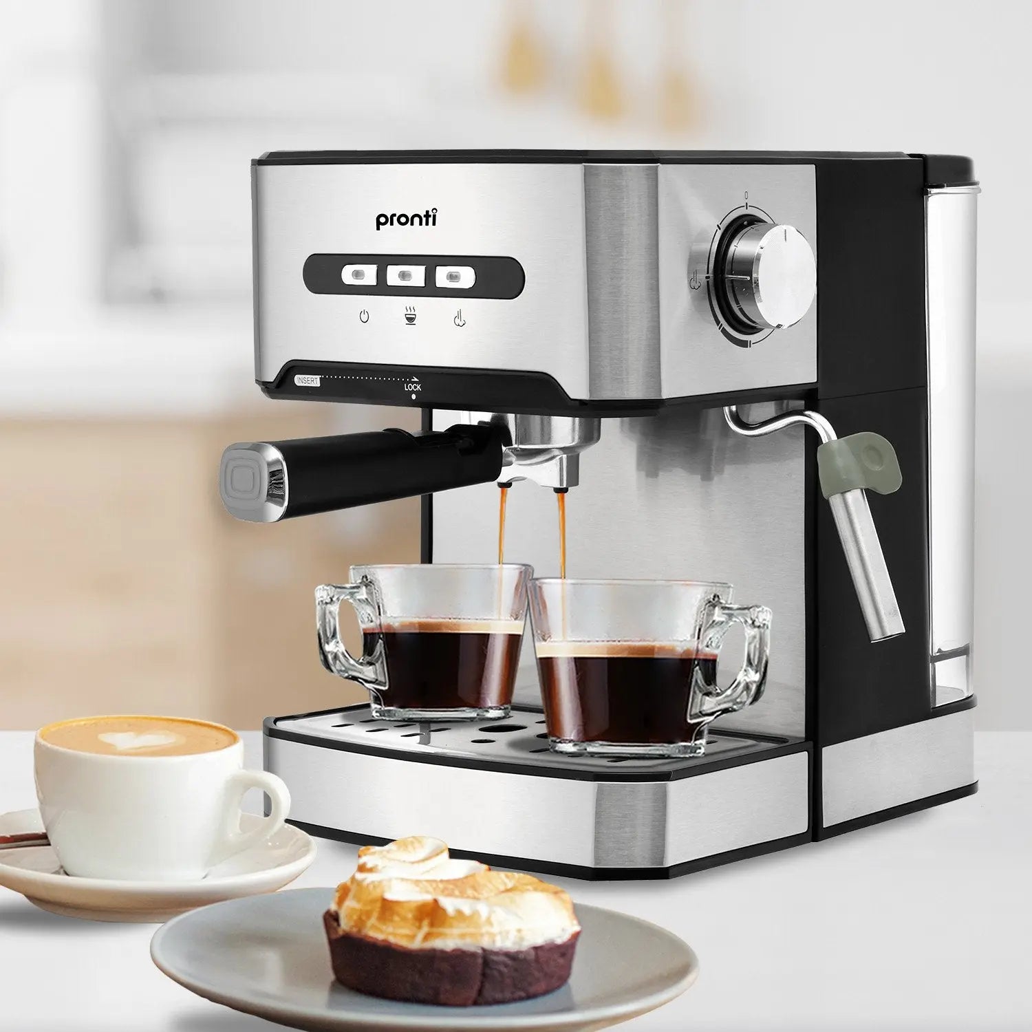 Pronti 1.6L Automatic Coffee Espresso Machine with Steam Frother Wholesale Hub
