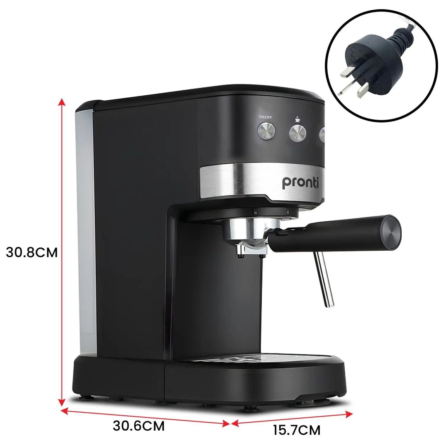 Pronti CM-850D Coffee Machine 20 Bar Espresso Maker with Milk Frother and 1.25L Tank Wholesale Hub