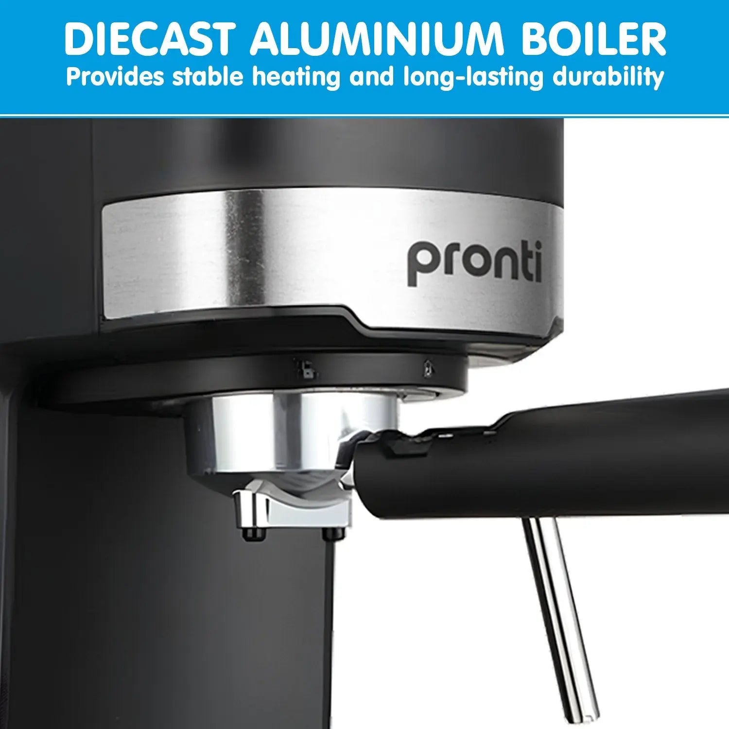 Pronti CM-850D Coffee Machine 20 Bar Espresso Maker with Milk Frother and 1.25L Tank Wholesale Hub