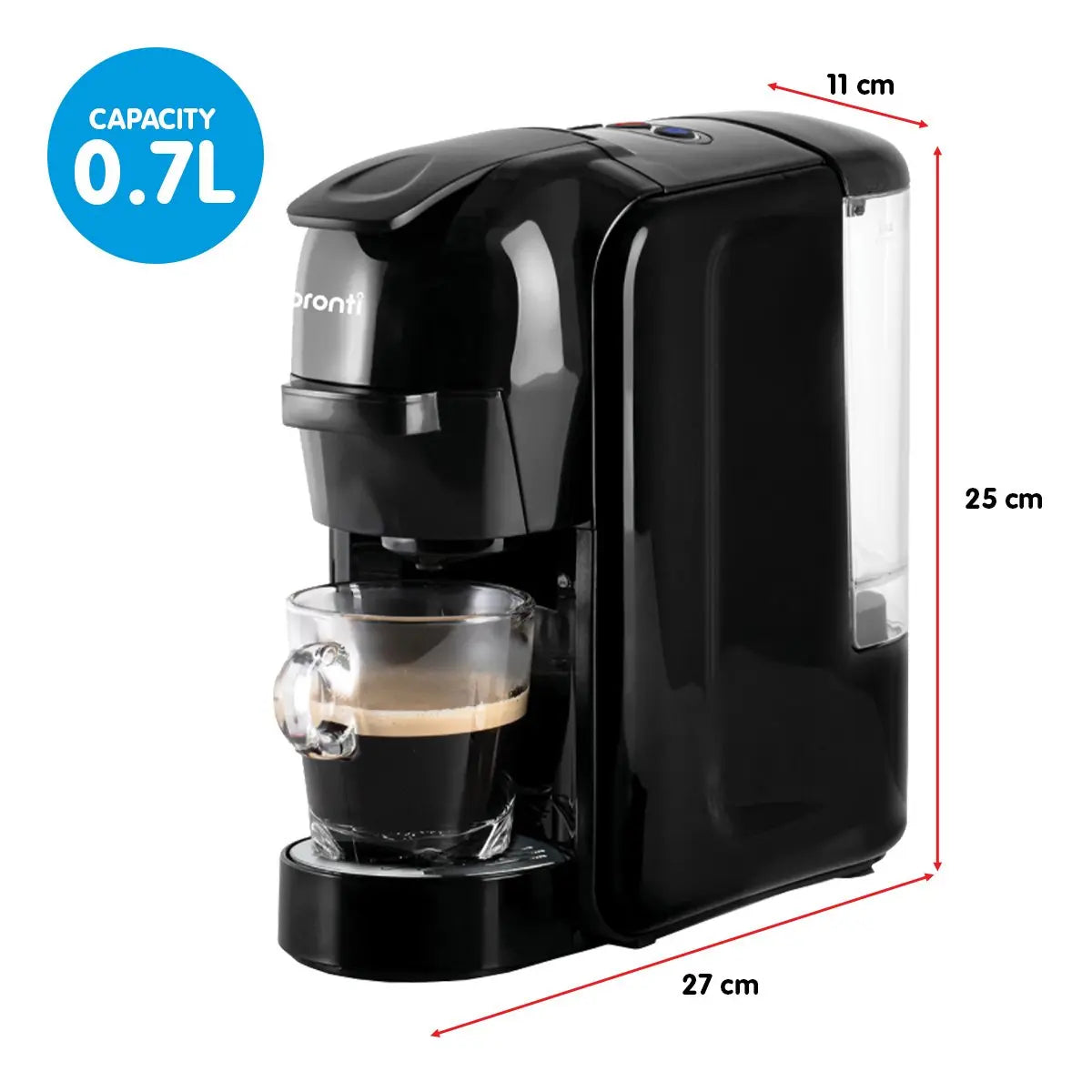 Pronti HomeMaid 3-in-1 Coffee Machine Multi-Capsule Pods and Ground Coffee Nespresso & Caffitaly Compatible CM-511HM Wholesale Hub