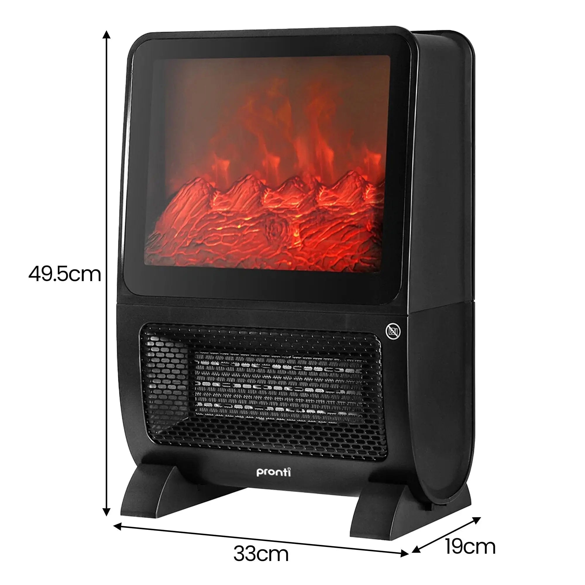 Pronti 2000W 3D Fire PTC Electric Portable Room Heater Wholesale Hub