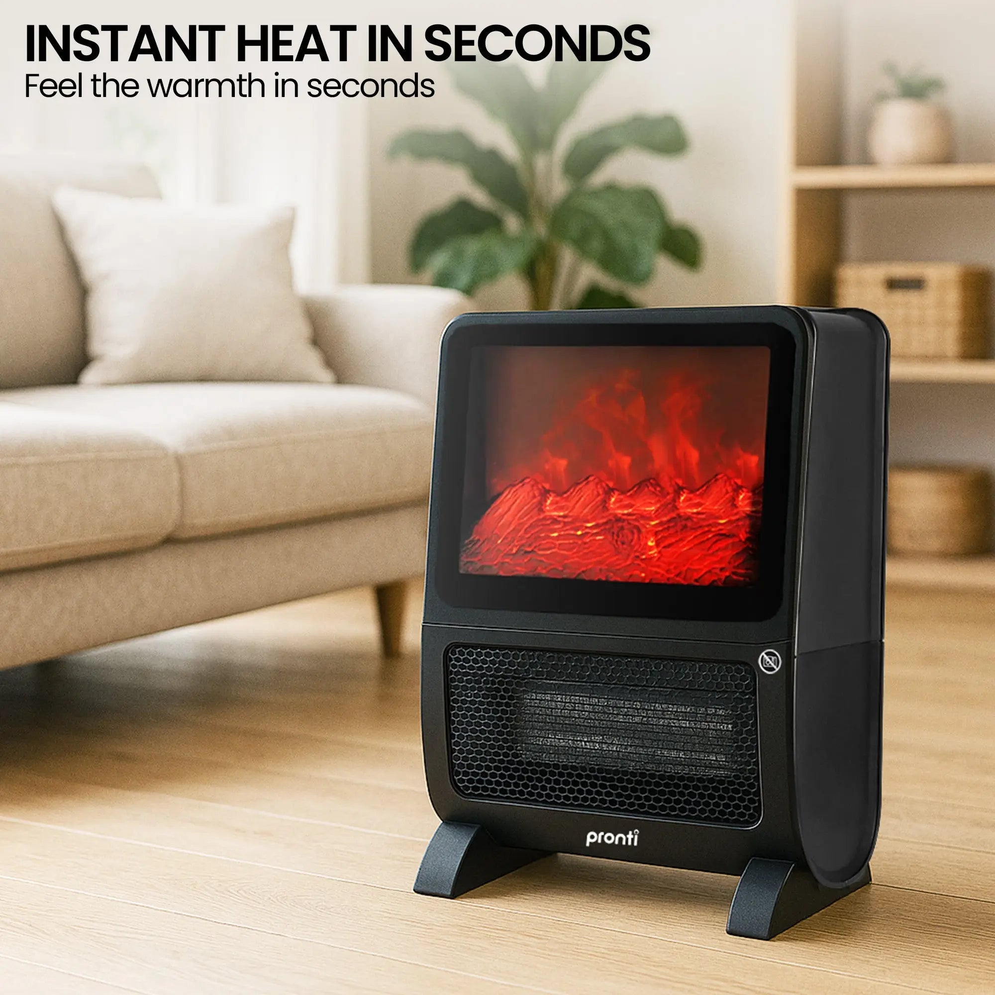 Pronti 2000W 3D Fire PTC Electric Portable Room Heater Wholesale Hub