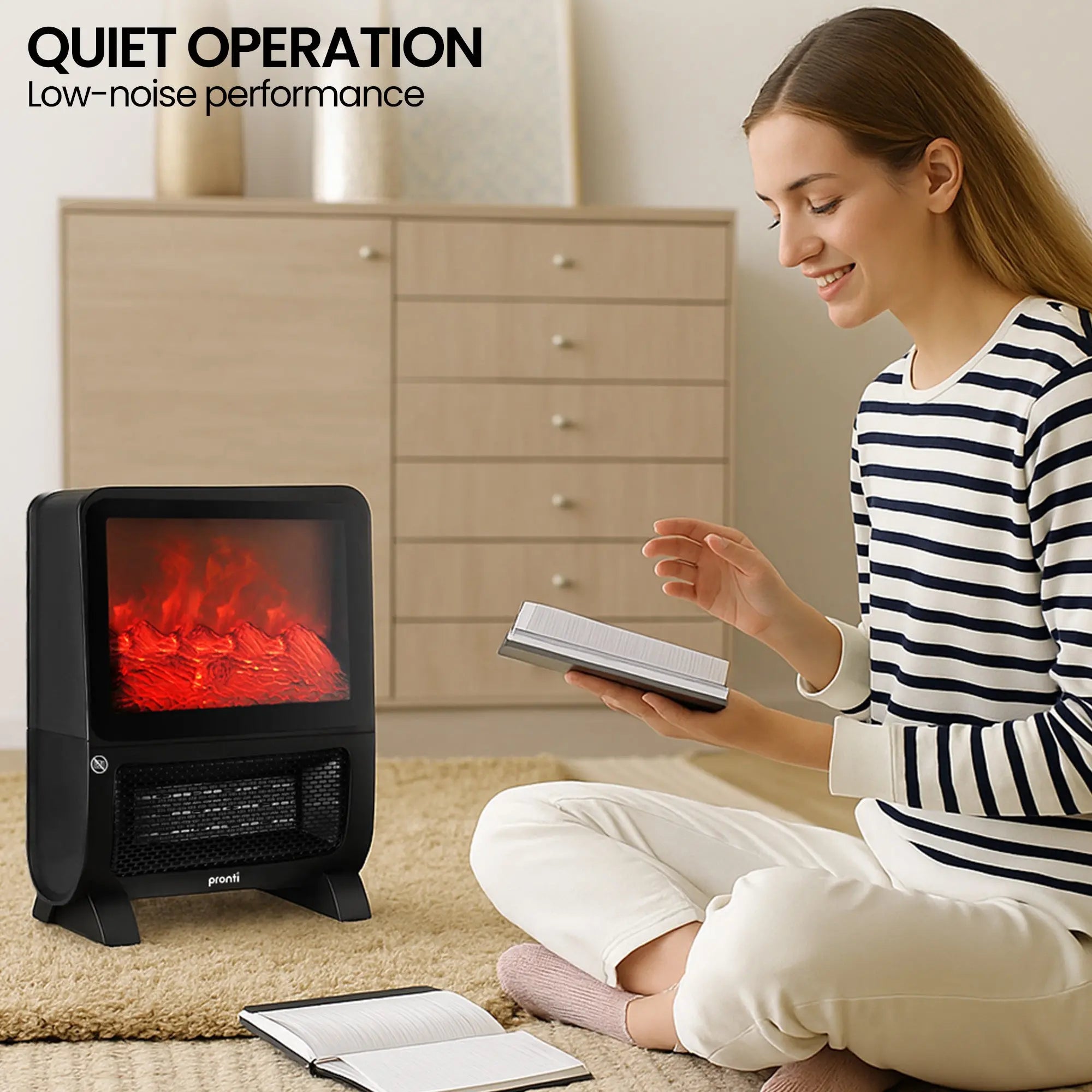 Pronti 2000W 3D Fire PTC Electric Portable Room Heater Wholesale Hub