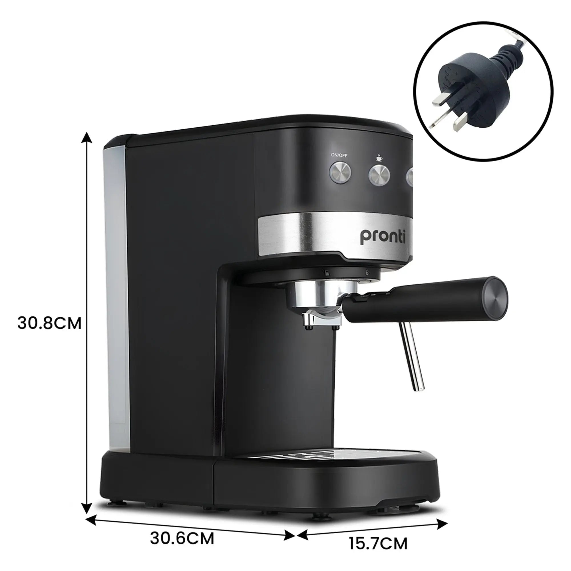 Pronti Breakfast Set with Rose Gold Kettle & Toaster with 1.2L Espresso Machine - Black Wholesale Hub