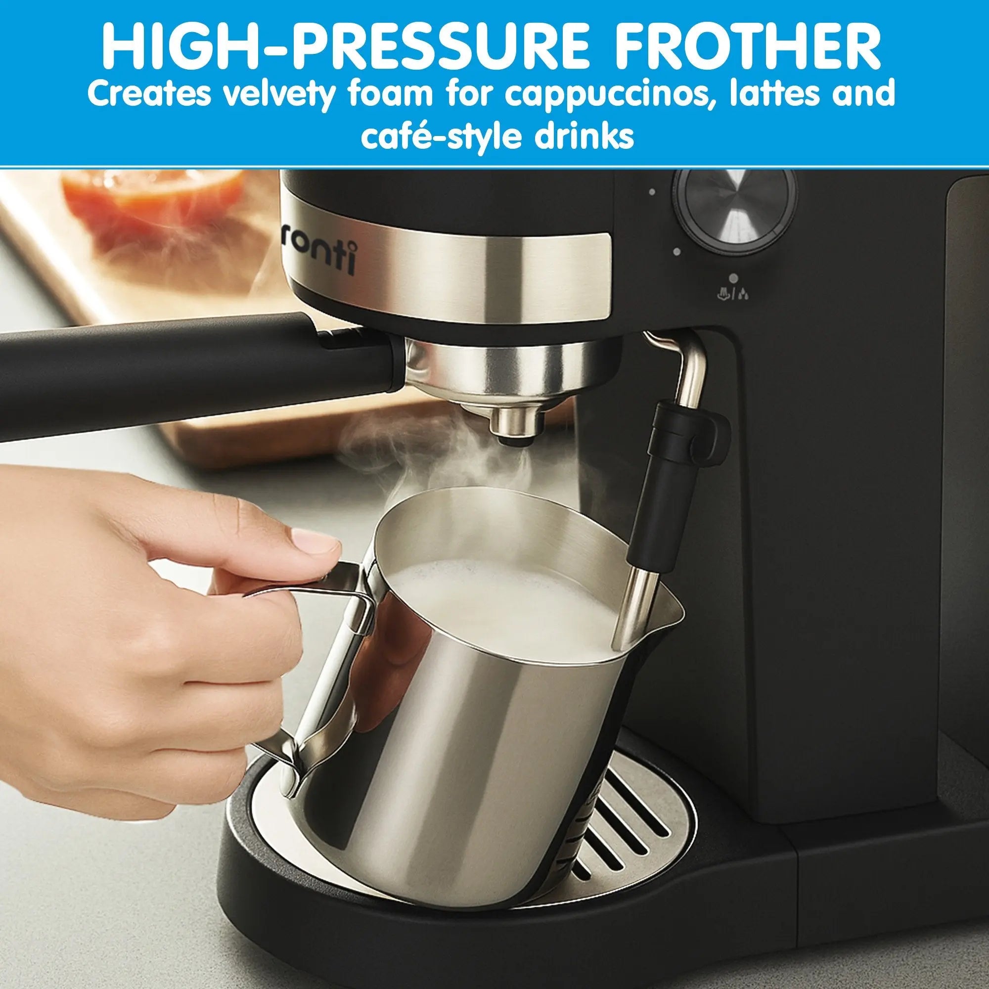 Pronti Breakfast Set with Rose Gold Kettle & Toaster with 1.2L Espresso Machine - Black Wholesale Hub
