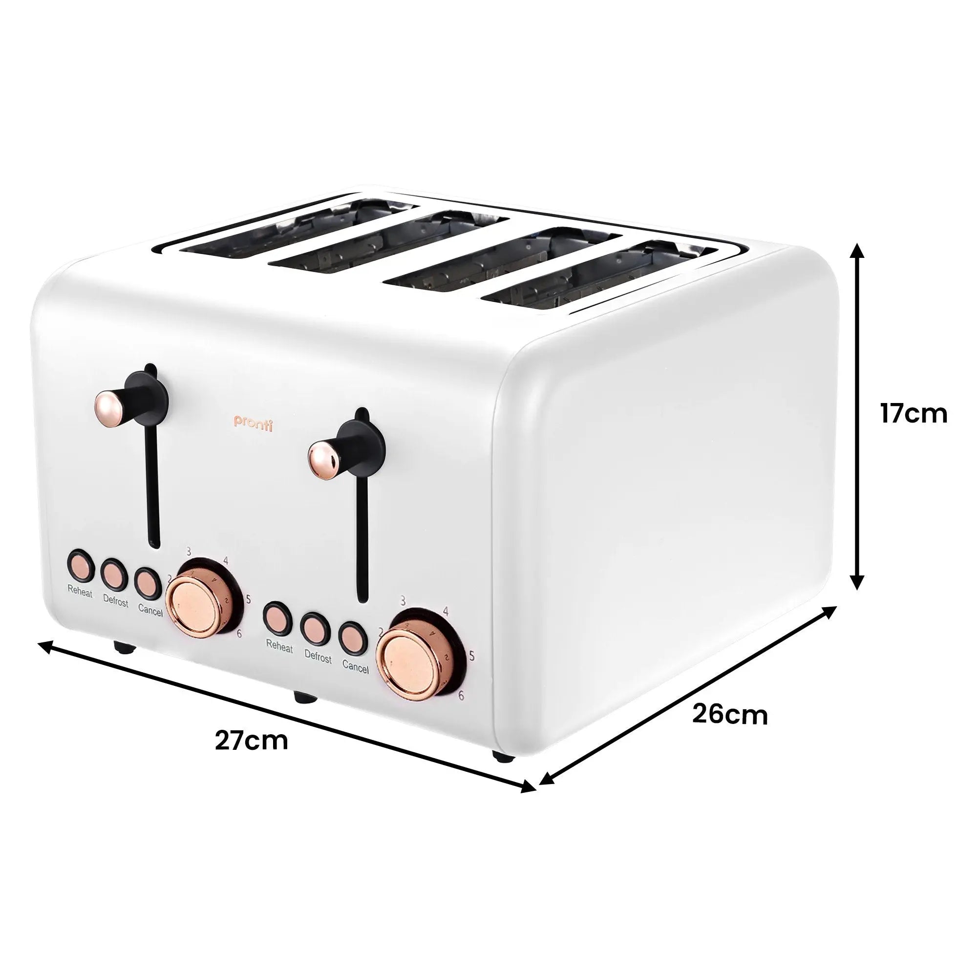 Pronti Breakfast Set with Rose Gold Kettle & Toaster with 1.2L Espresso Machine - White Wholesale Hub