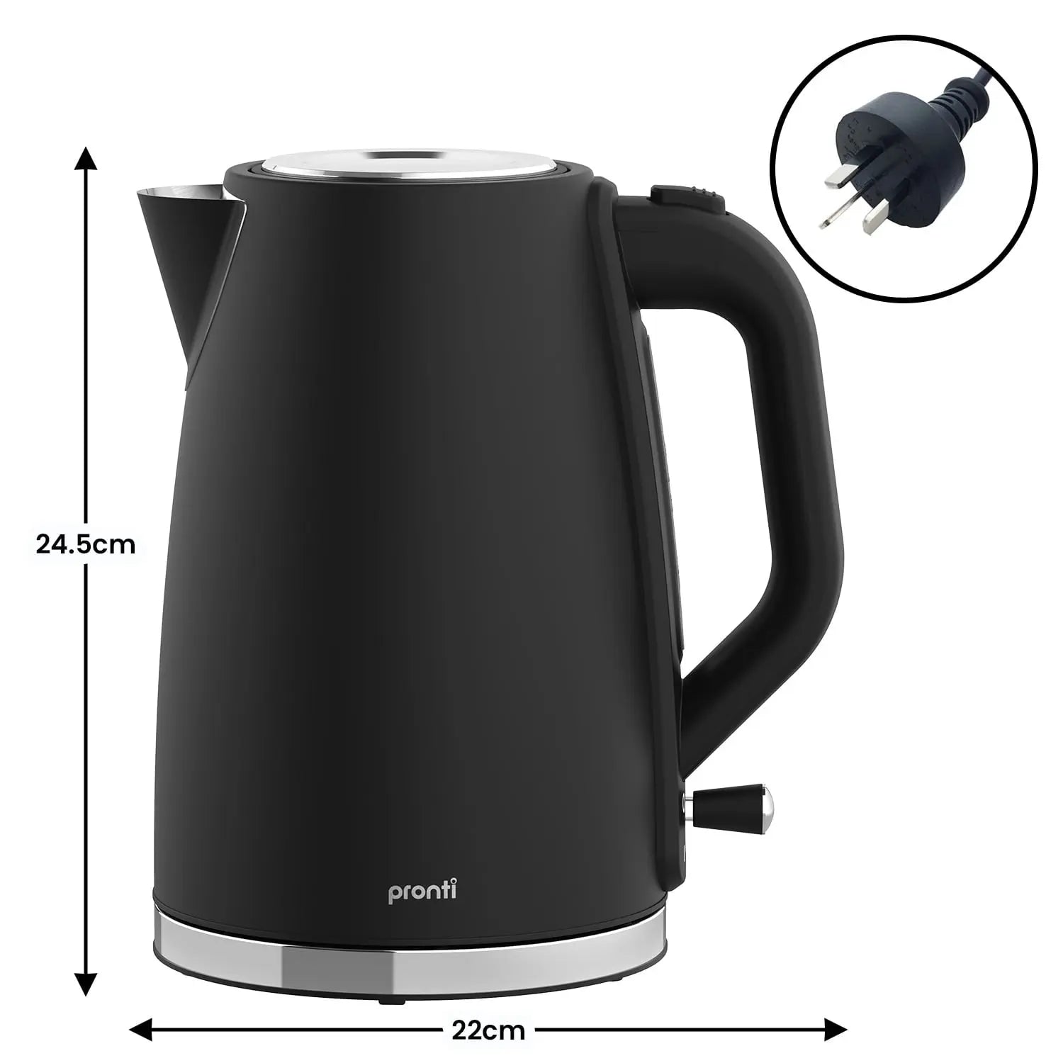 Pronti Silver Noir Collection 1.7L Electric Kettle Wholesale Hub