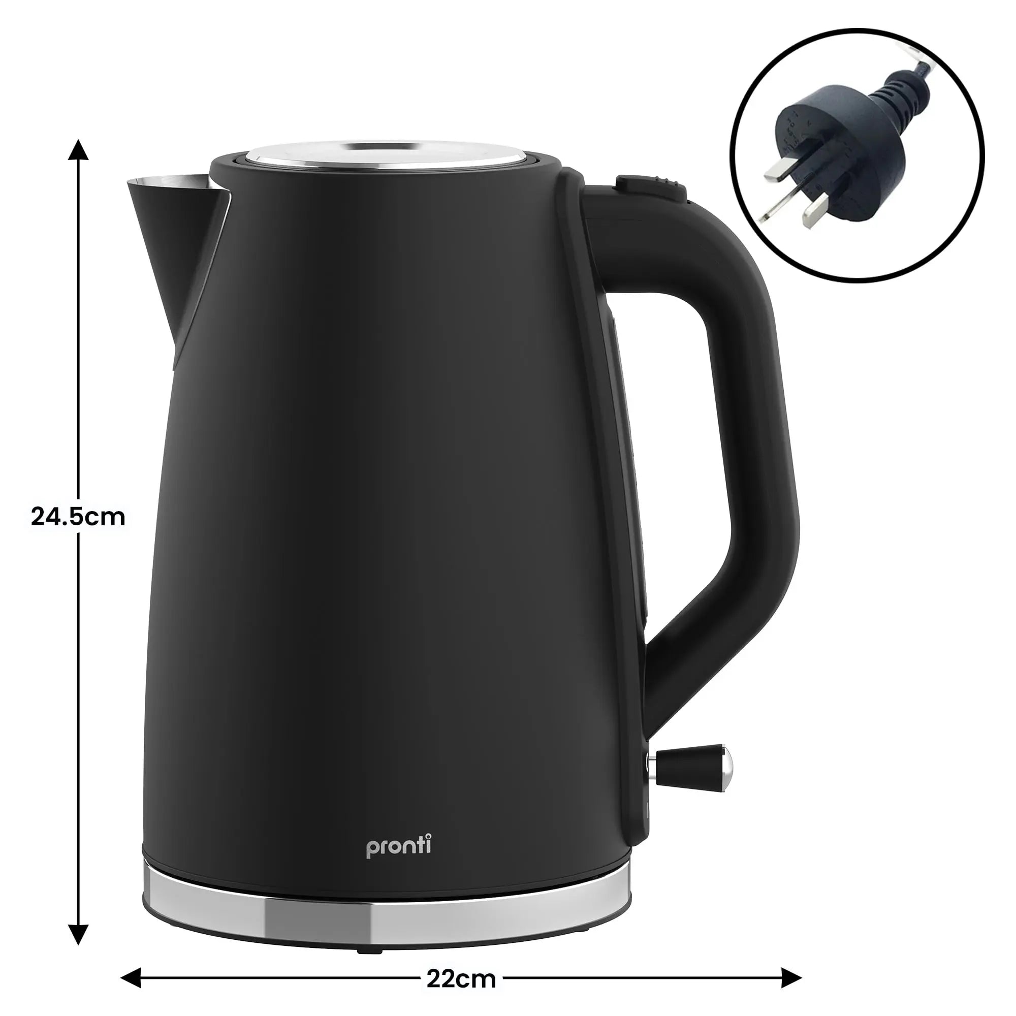 Pronti Silver Noir Collection 4 Slice Toaster and Kettle Bundle Wholesale Hub