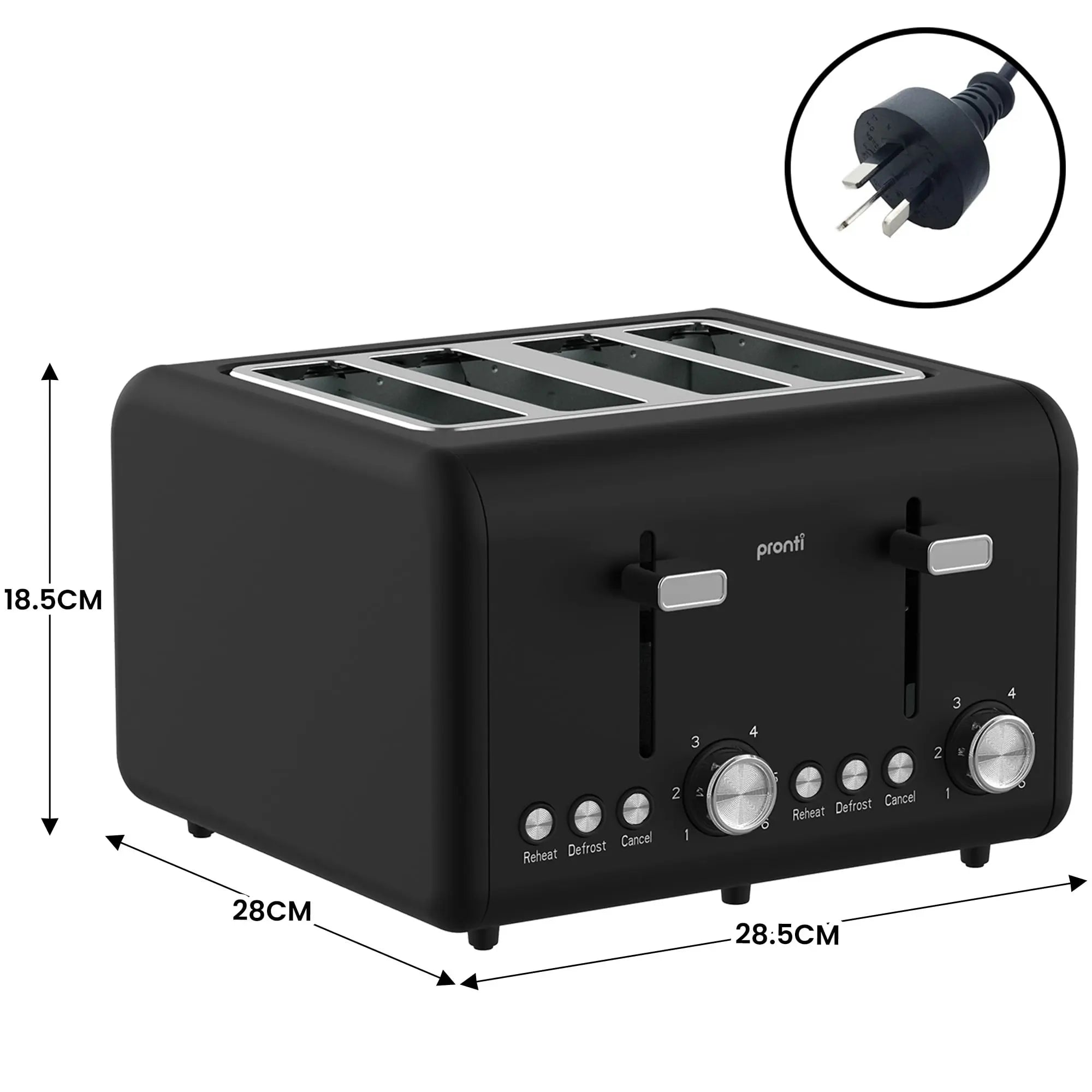 Pronti Silver Noir Collection 4 Slice Toaster and Kettle Bundle Wholesale Hub