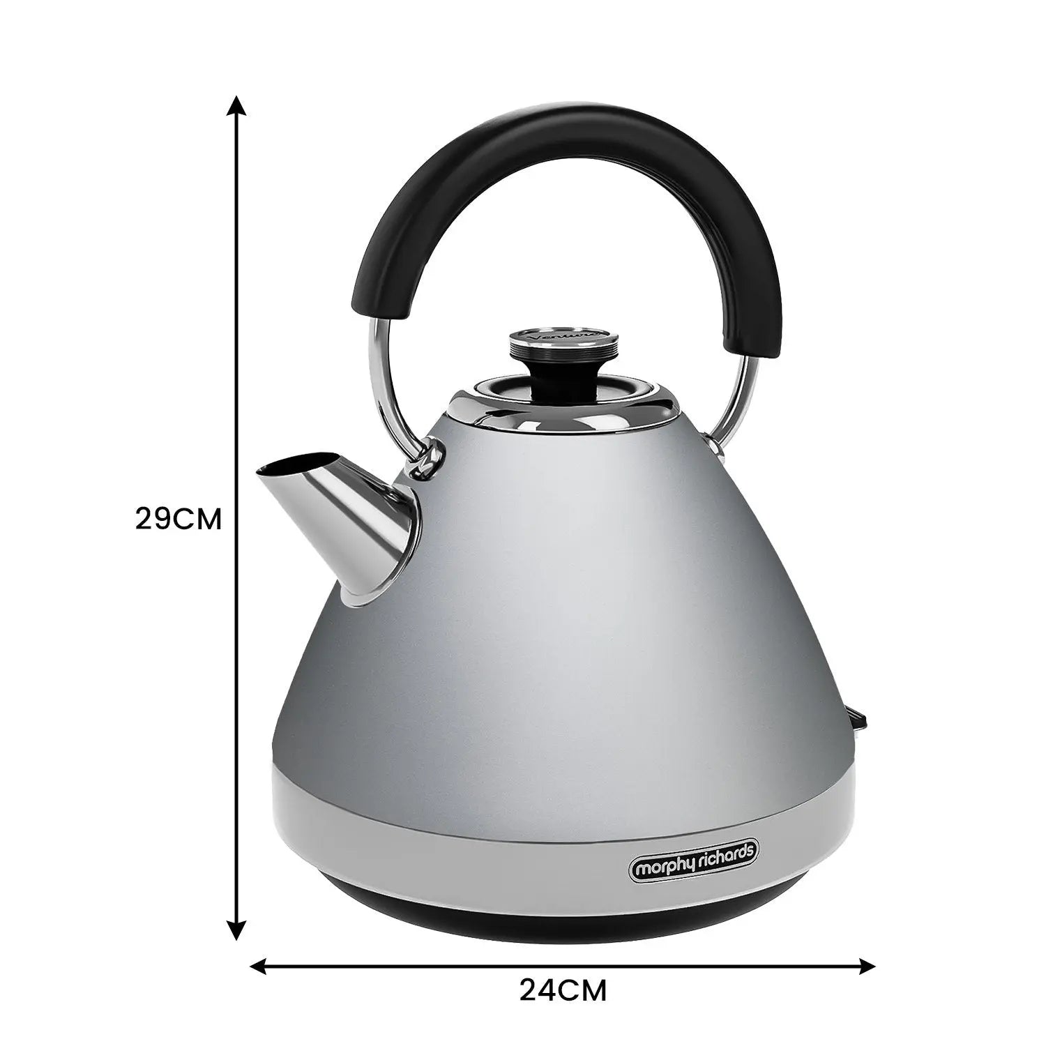 Morphy Richards 1.5L Venture Collection Pyramid Kettle in Steel Grey Wholesale Hub